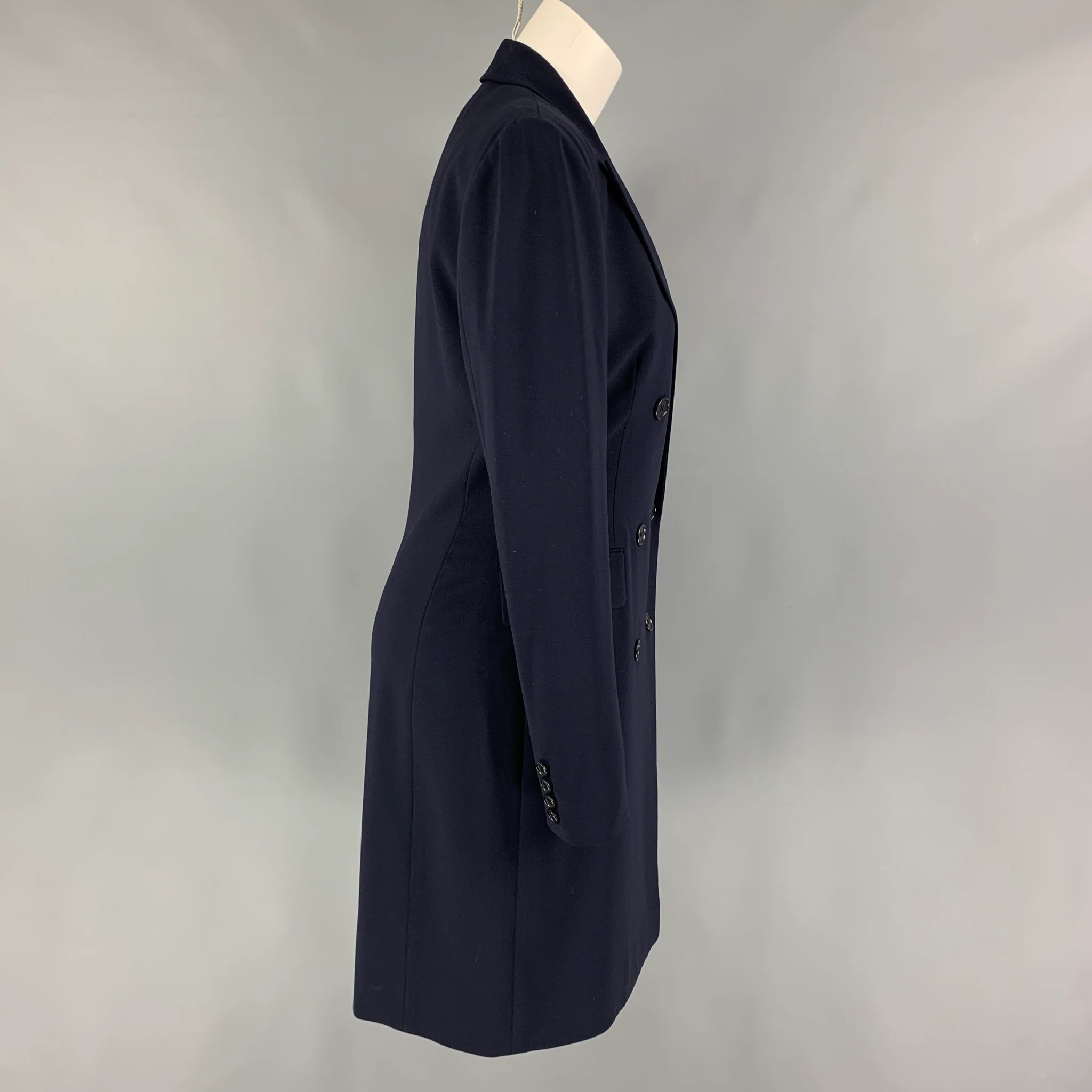 RALPH LAUREN Size 6 Navy Wool Double Breasted Coat - Image 2