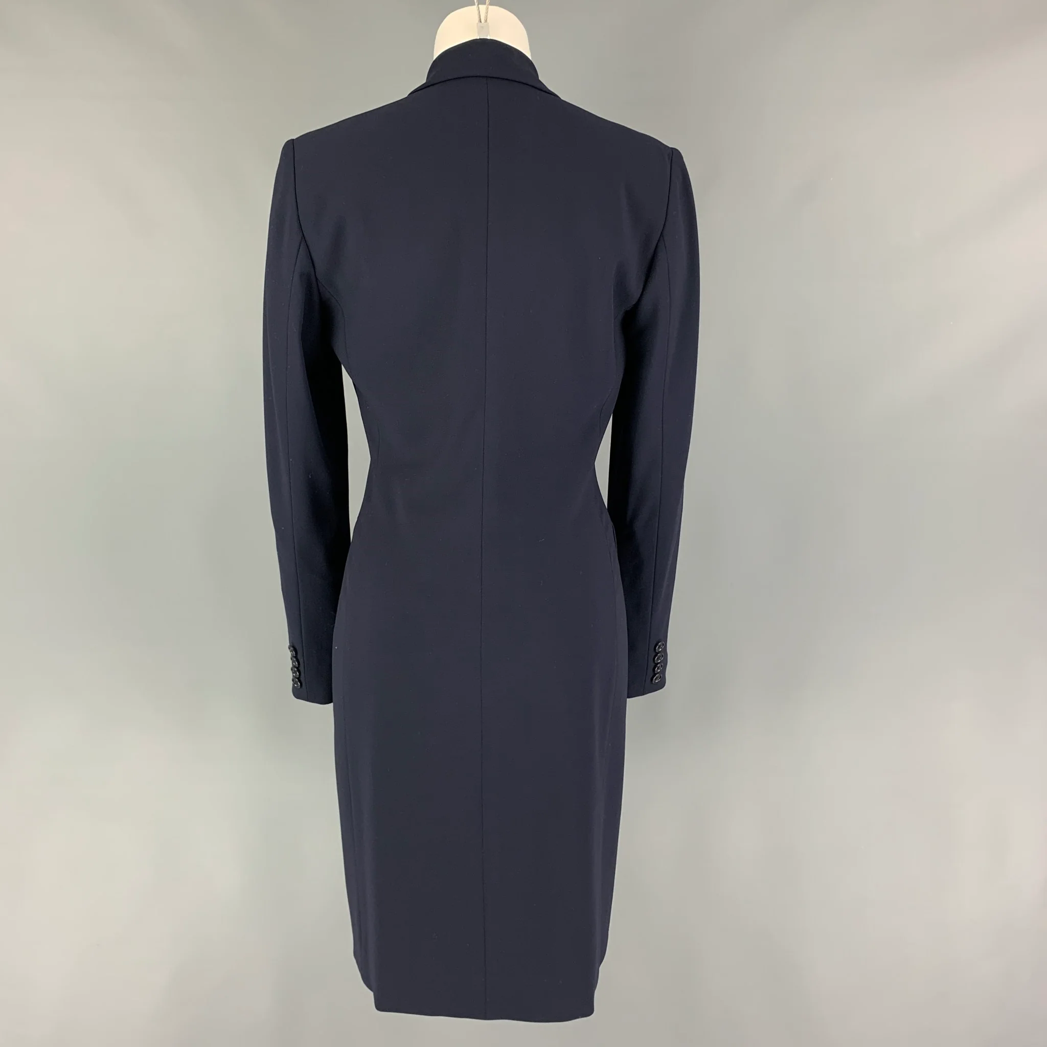 RALPH LAUREN Size 6 Navy Wool Double Breasted Coat - Image 3