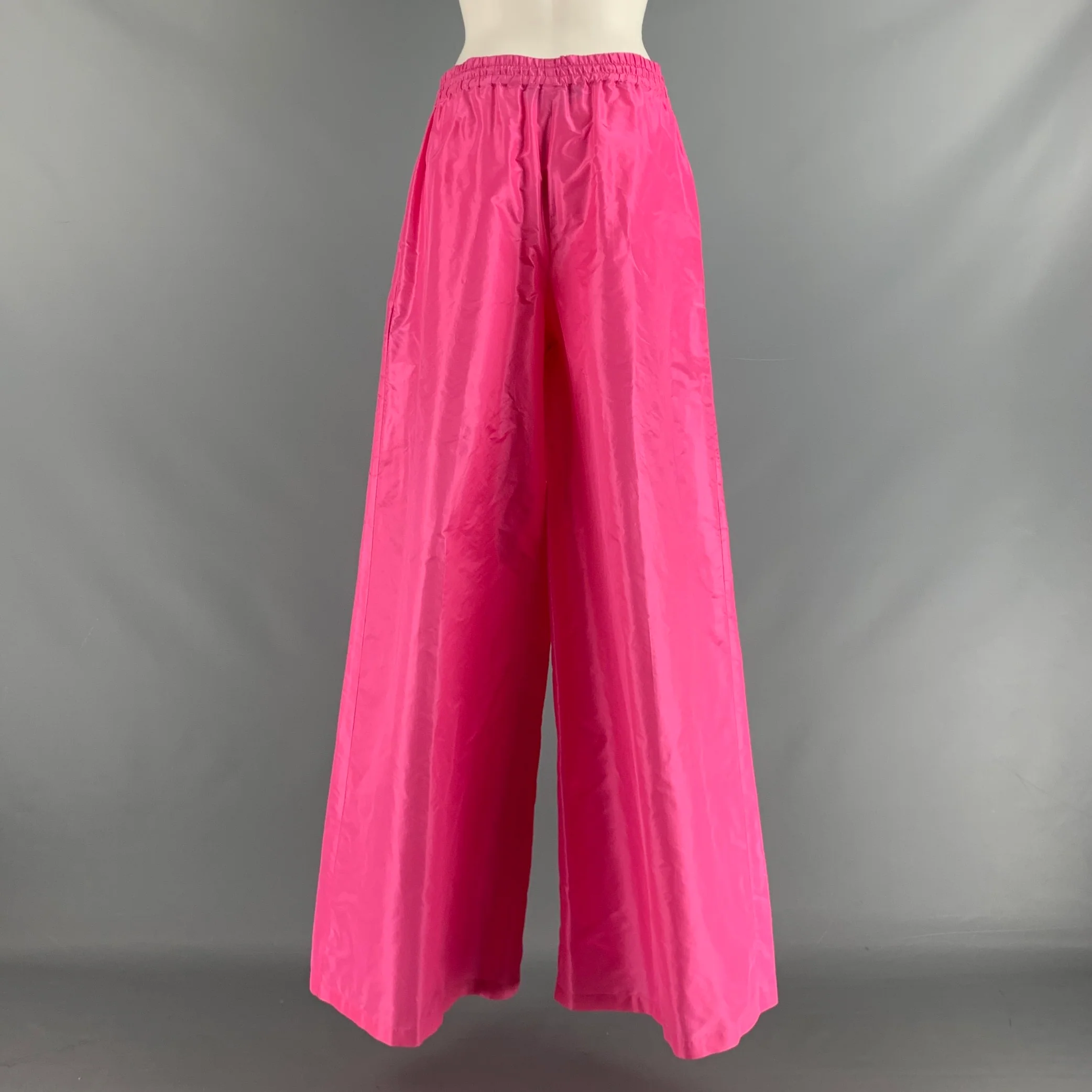 RALPH LAUREN Size 6 Pink Fuchsia Silk Wide Leg Dress Pants - Image 3