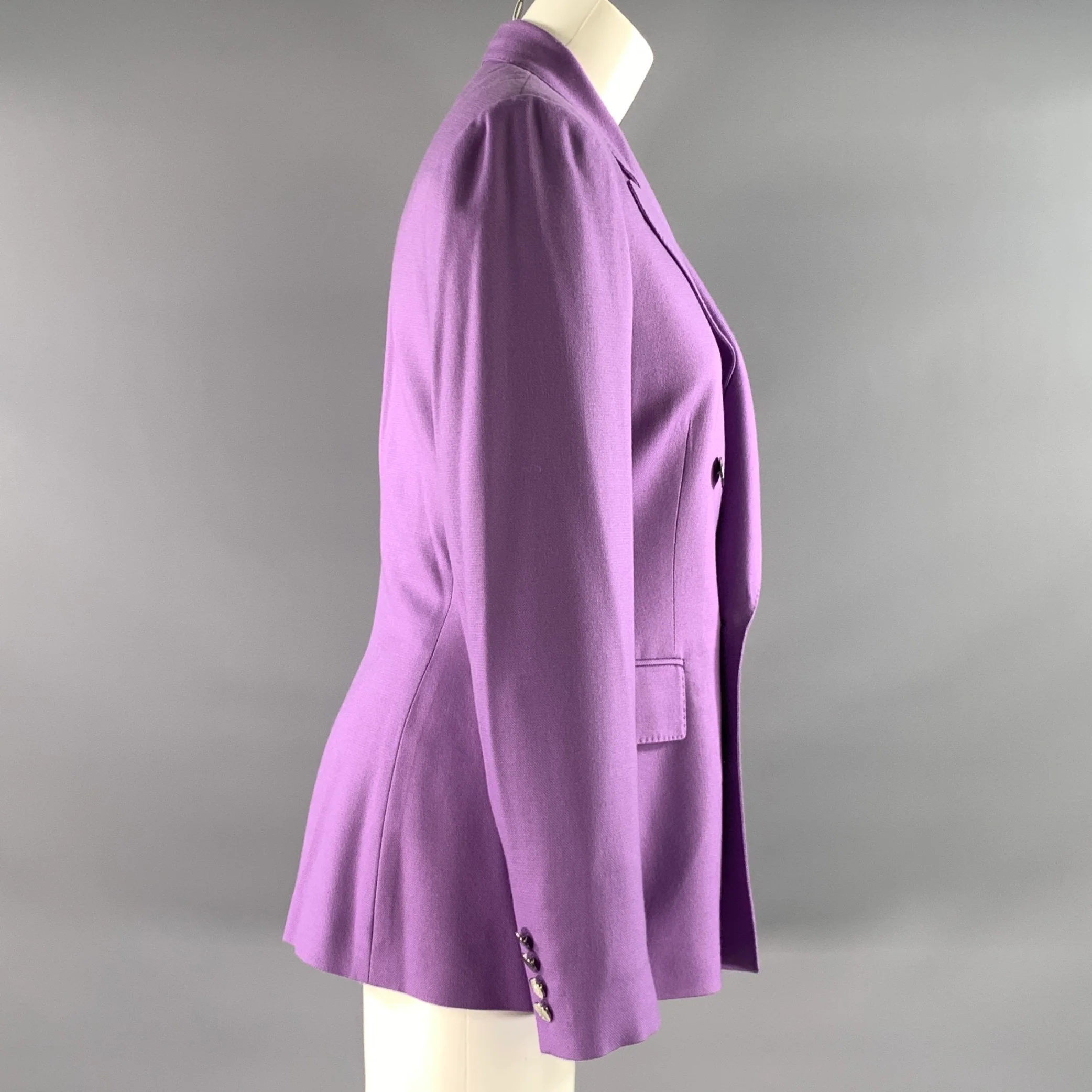 RALPH LAUREN Size 6 Purple Lavender Wool Blend Jacket - Image 3