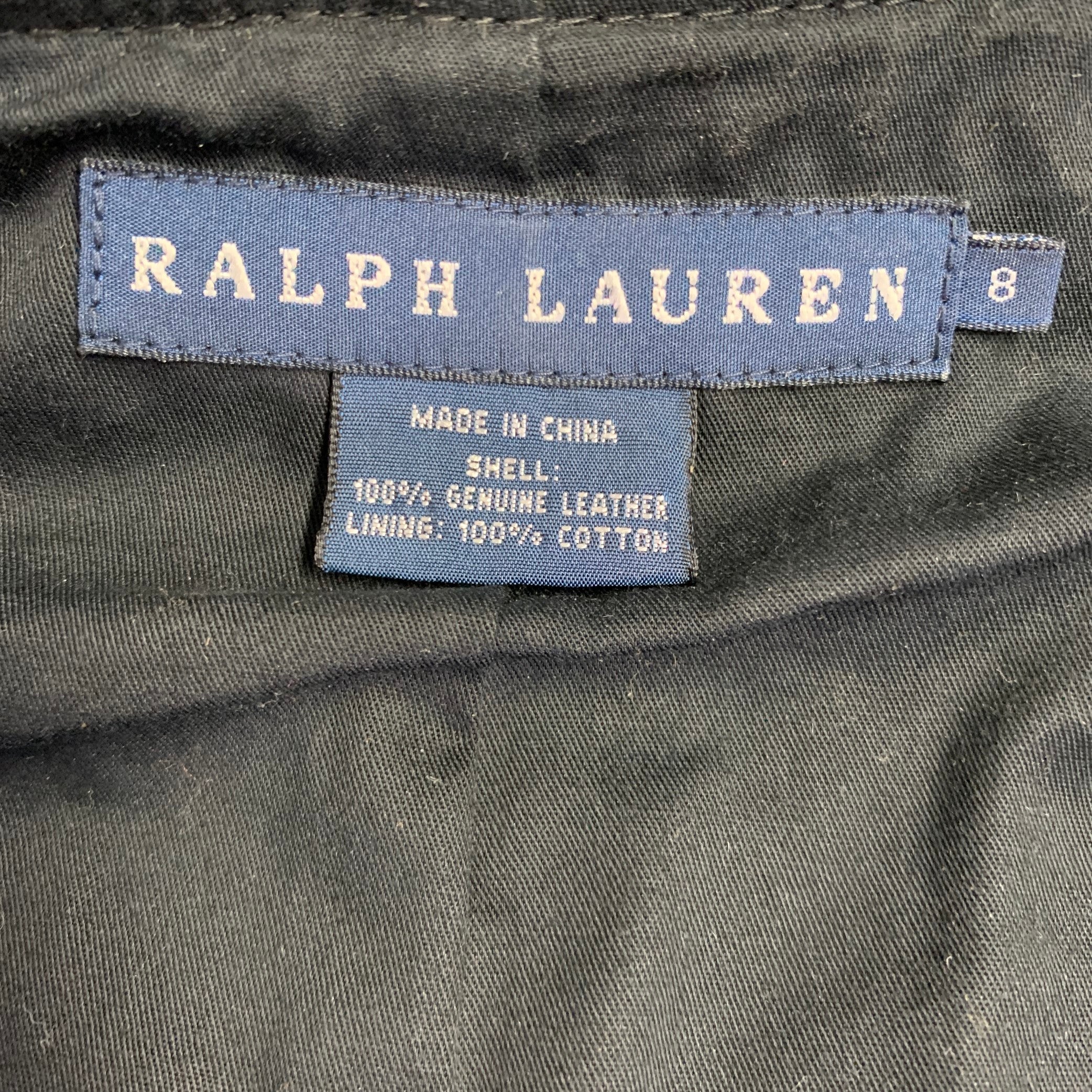 RALPH LAUREN Size 8 Black Brown Leather Distressed Vest - Image 4