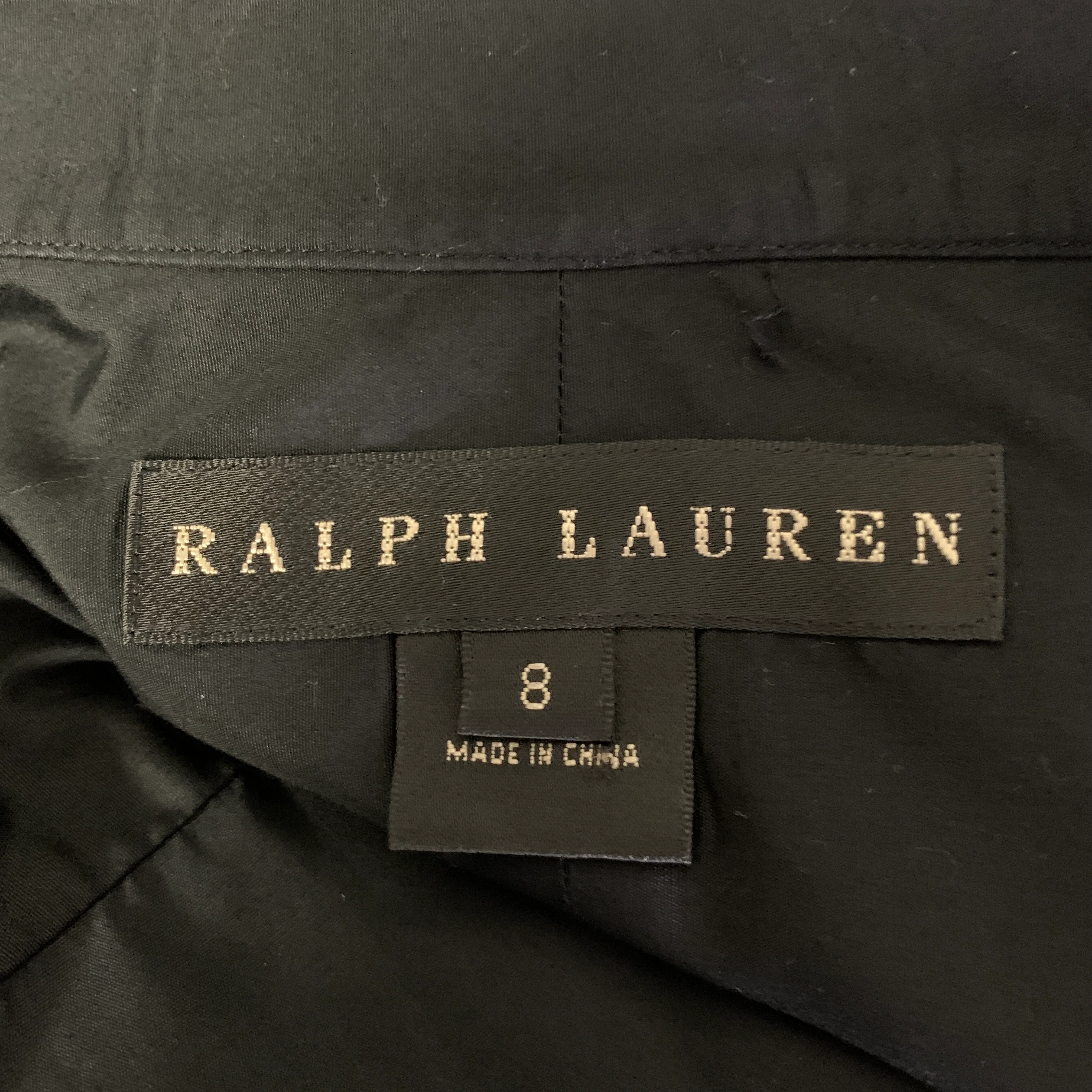 RALPH LAUREN Size 8 Black Cotton Puff Sleeve Blouse - Image 5
