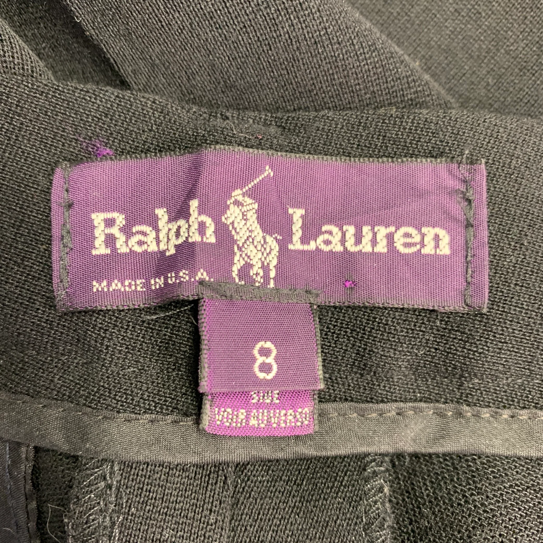 RALPH LAUREN Size 8 Black Wool Cuffed Dress Pants - Image 6