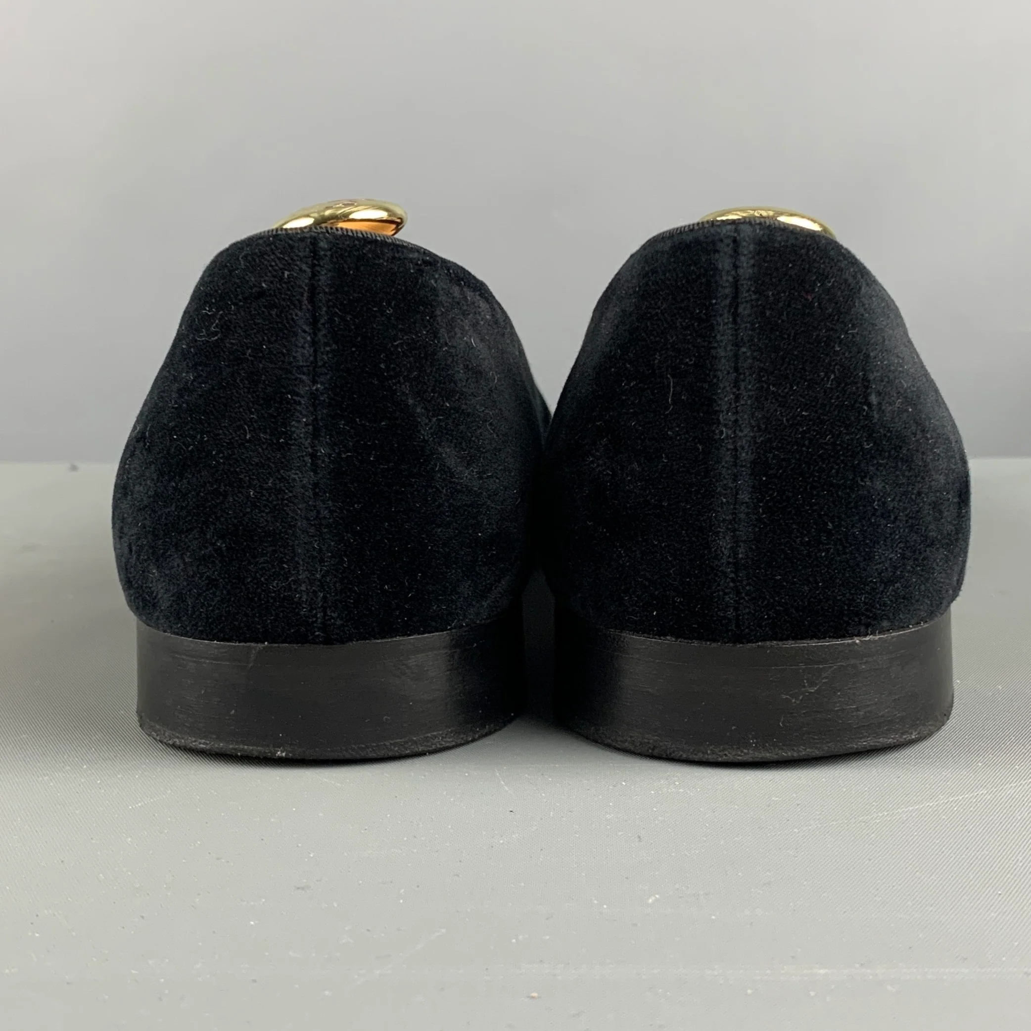 RALPH LAUREN Size 9 Black Textured Velvet Slip On Loafers - Image 3
