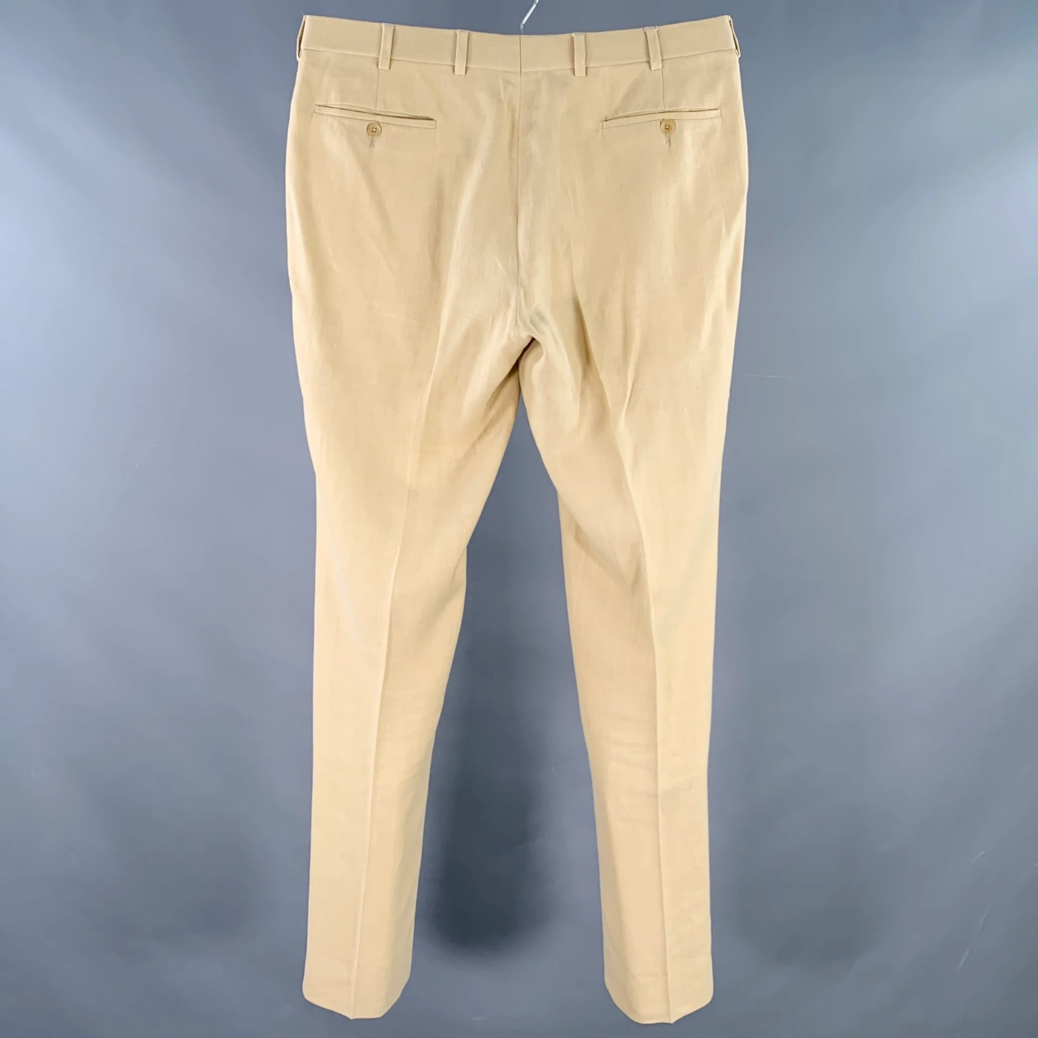 RALPH LAUREN Size L Beige Hemp Flat Front Dress Pants - Image 2