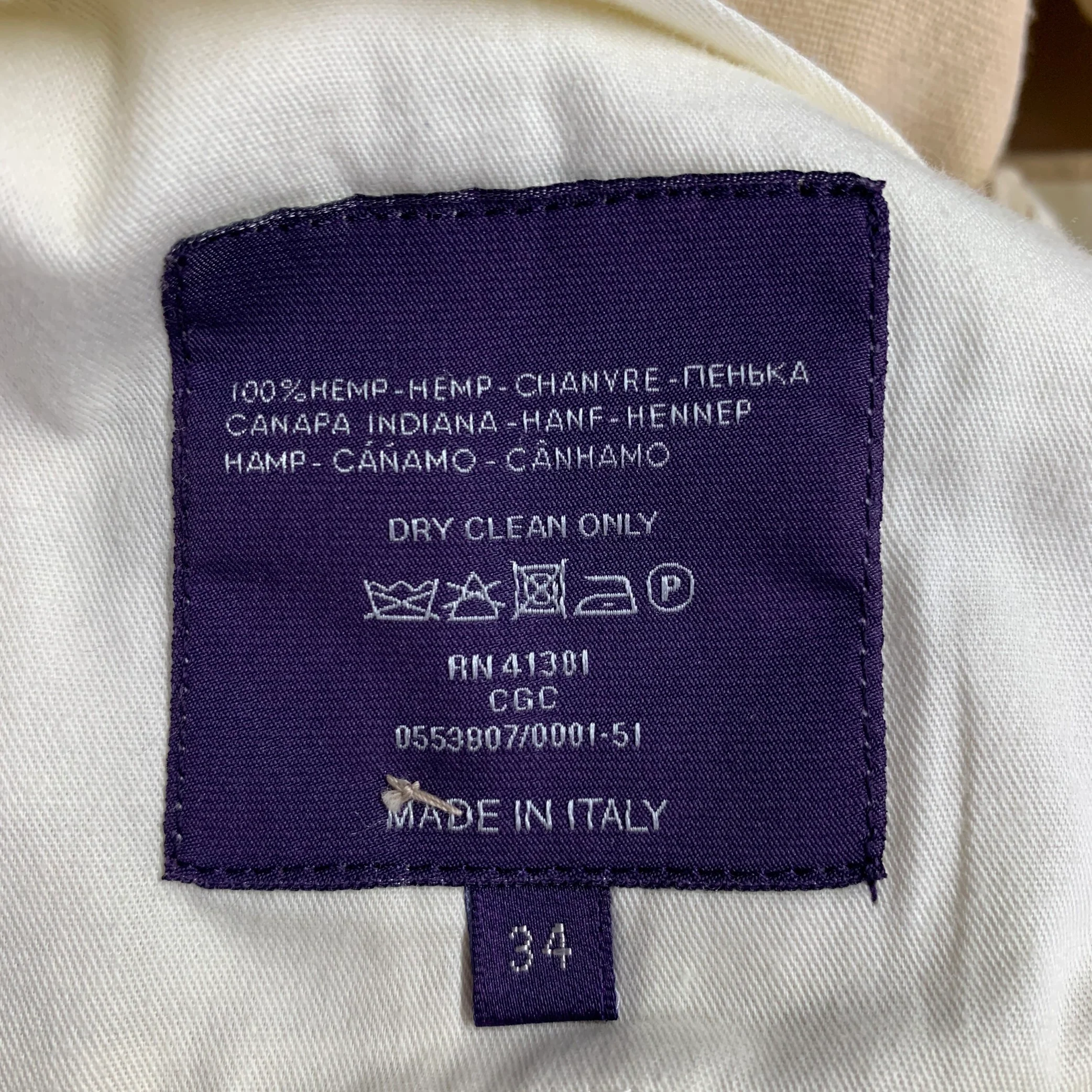 RALPH LAUREN Size L Beige Hemp Flat Front Dress Pants - Image 6