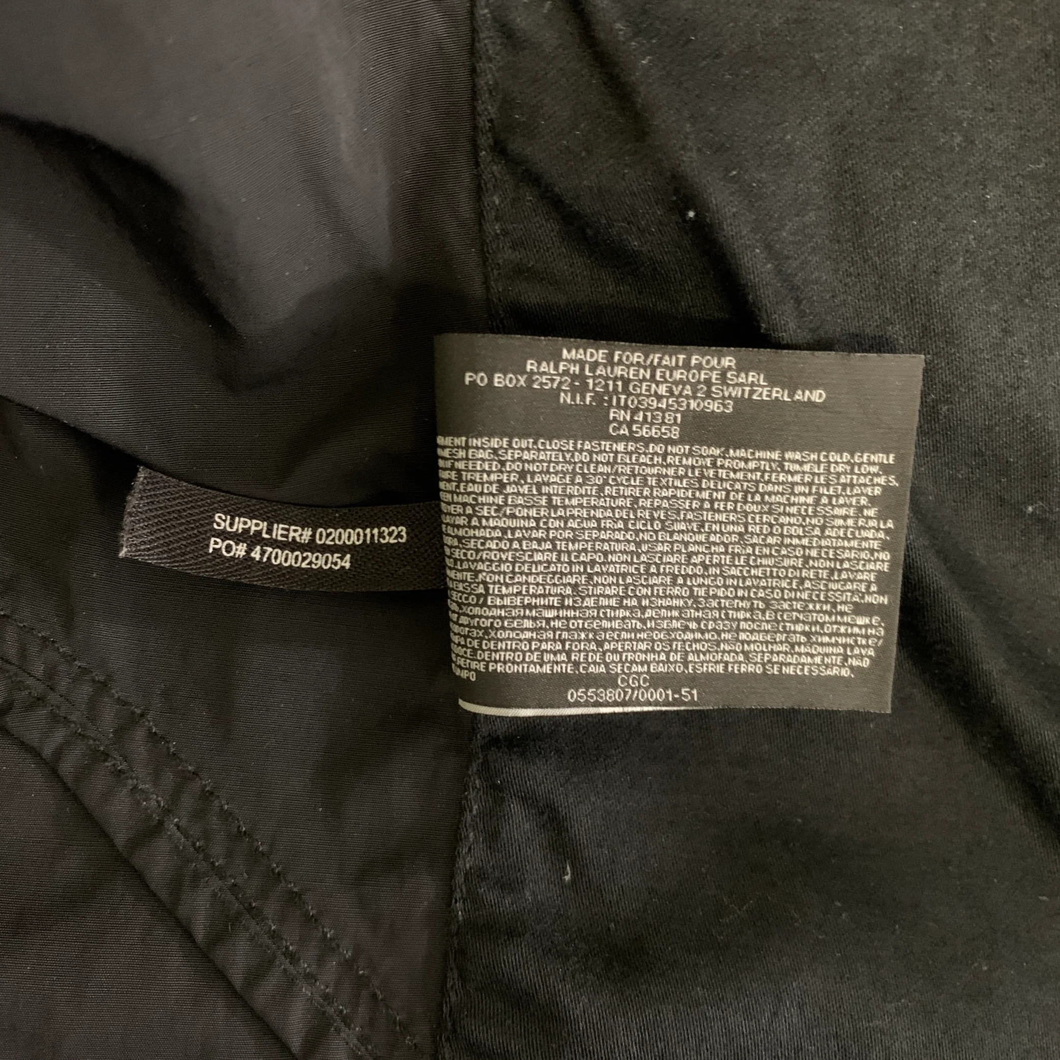 RALPH LAUREN Size L Black 0200011323 0553907 Textured Nylon cotton Jacket - Image 6