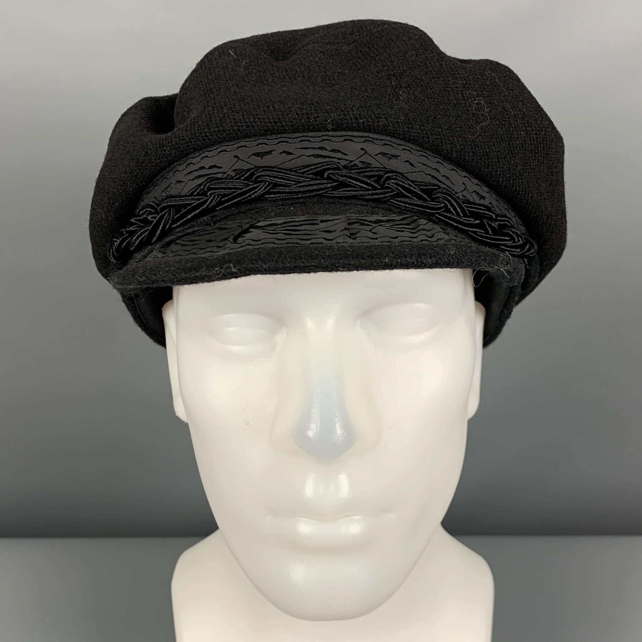 RALPH LAUREN Size L Black Wool Polyamide Hat - Image 2