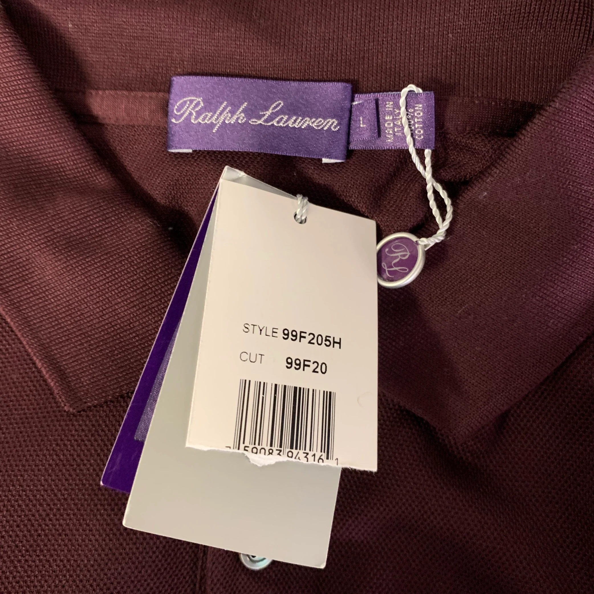 RALPH LAUREN Size L Burgundy Cotton Polo Polo - Image 5