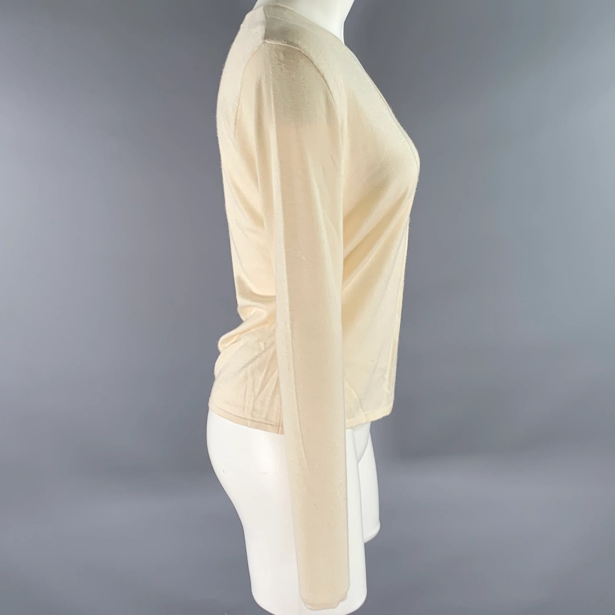 RALPH LAUREN Size L Cream Silk Cashmere Pullover - Image 3