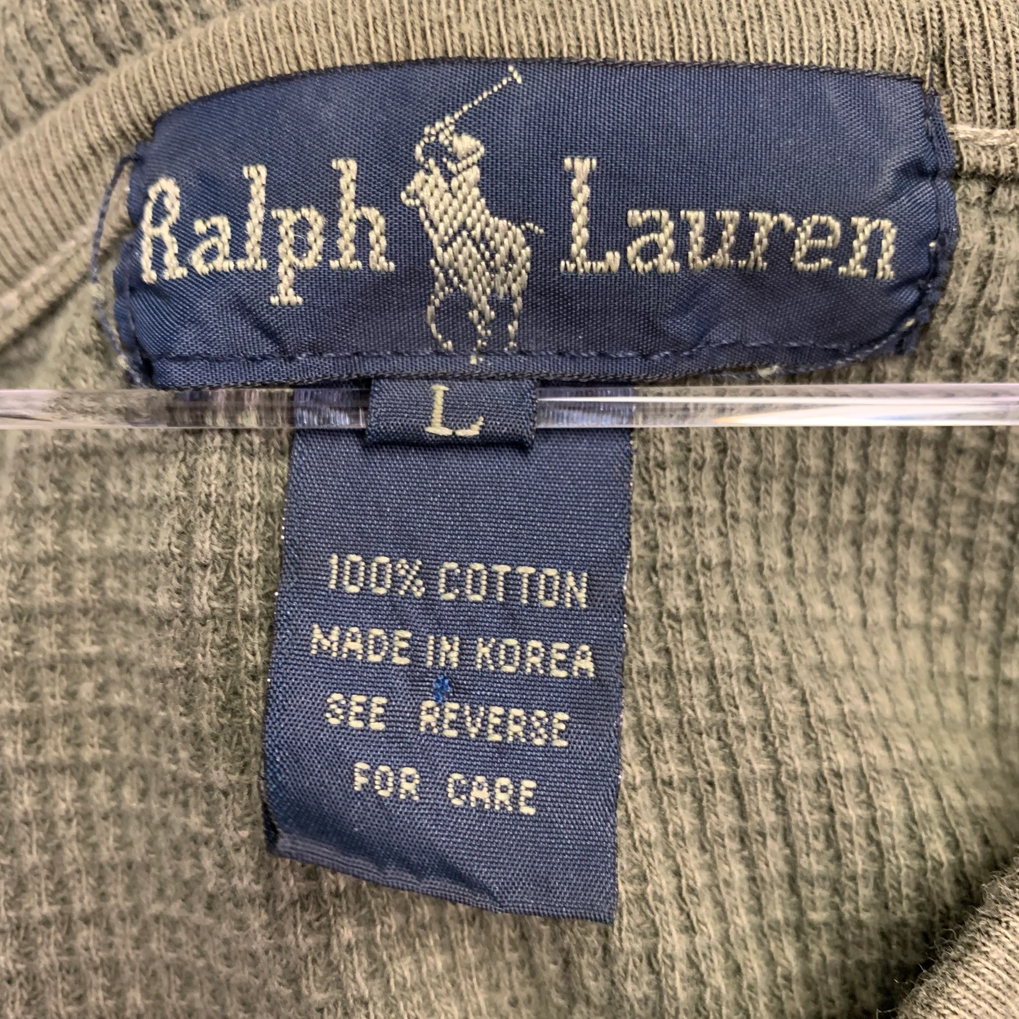 RALPH LAUREN Size L Green Olive Cotton Waffle Knit Crew Neck Pullover - Image 4