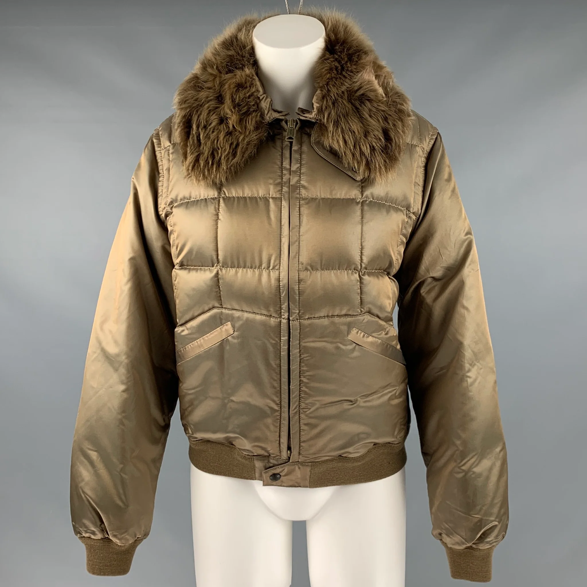 RALPH LAUREN Size L Green Polyester Quilted Zip Up Jacket
