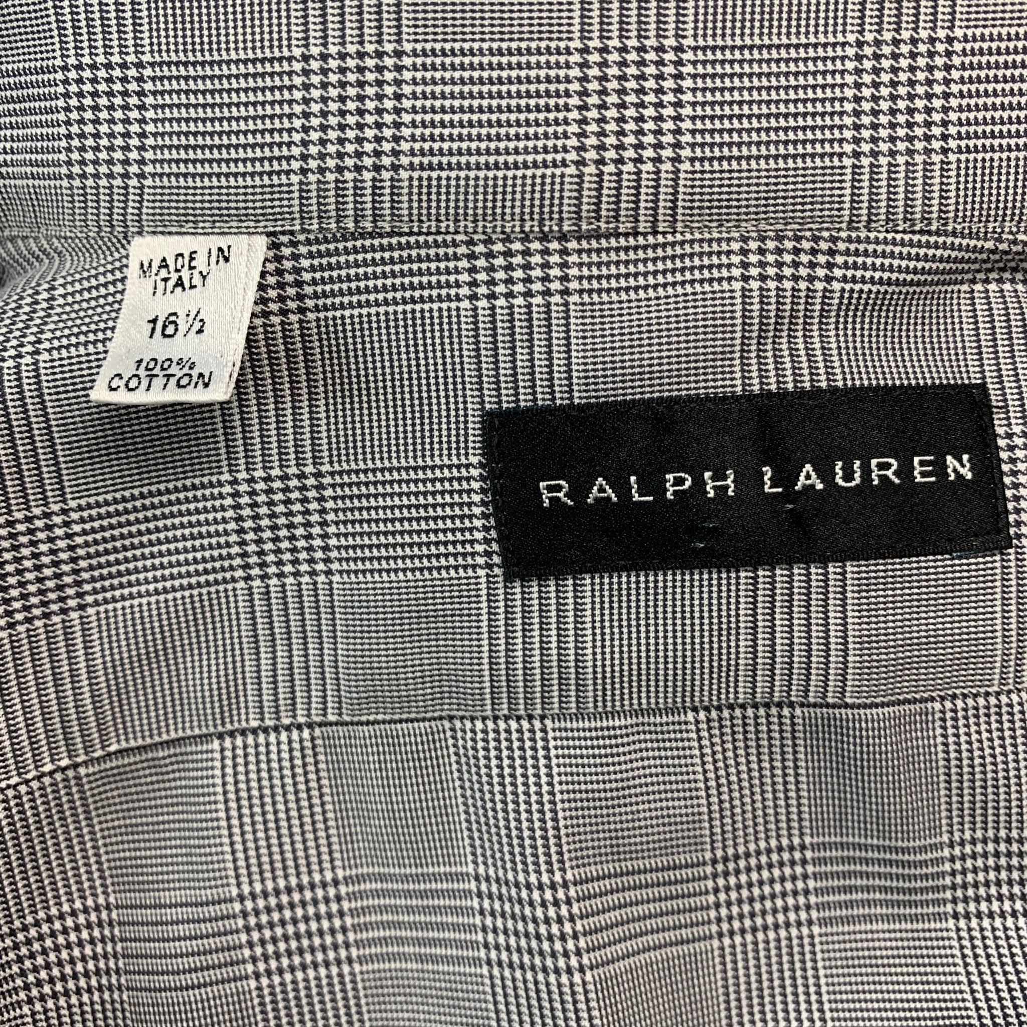 RALPH LAUREN Size L Grey Plaid Cotton French Cuff Long Sleeve Shirt - Image 6