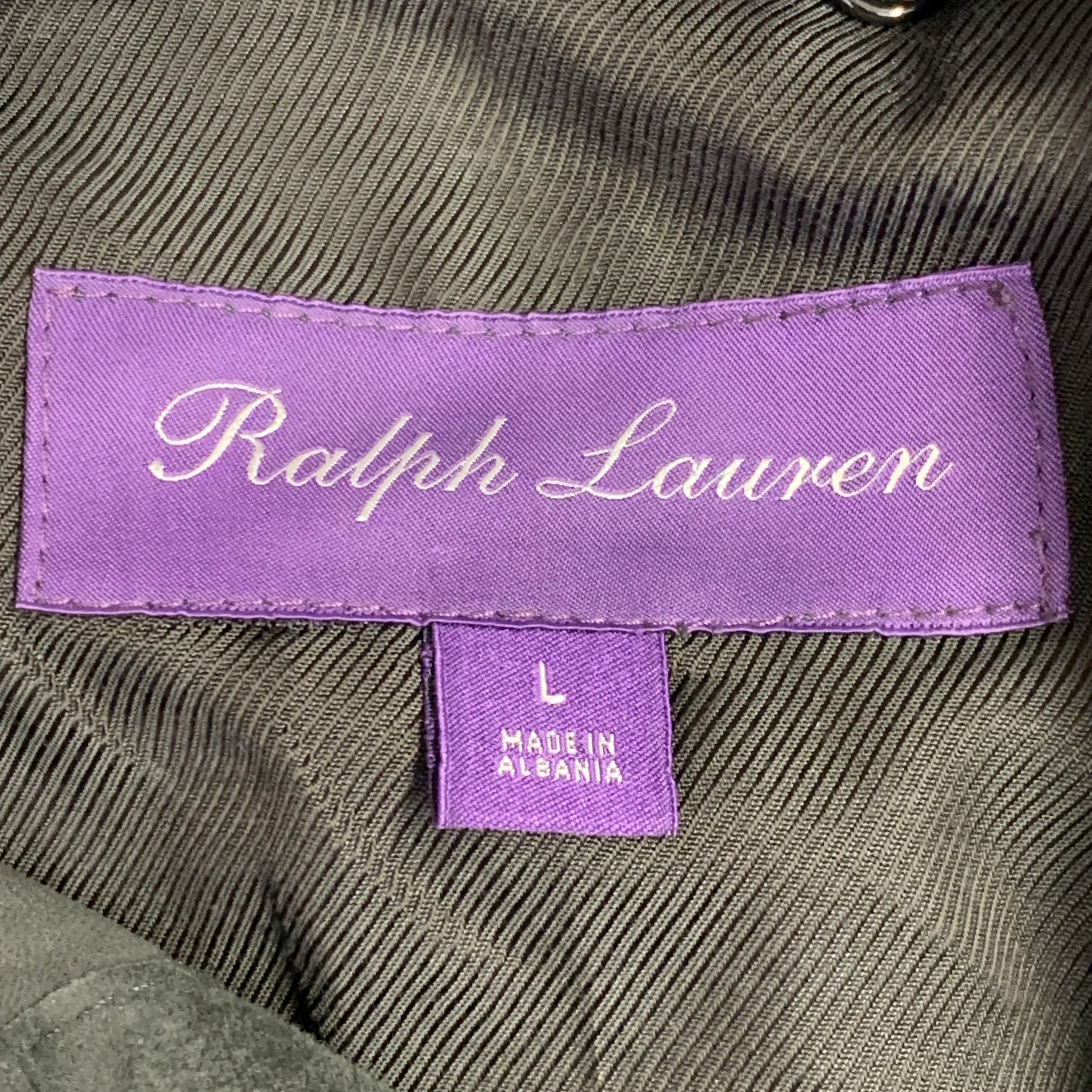 RALPH LAUREN Size L Grey Suede Two Pockets Long Sleeve Shirt - Image 5