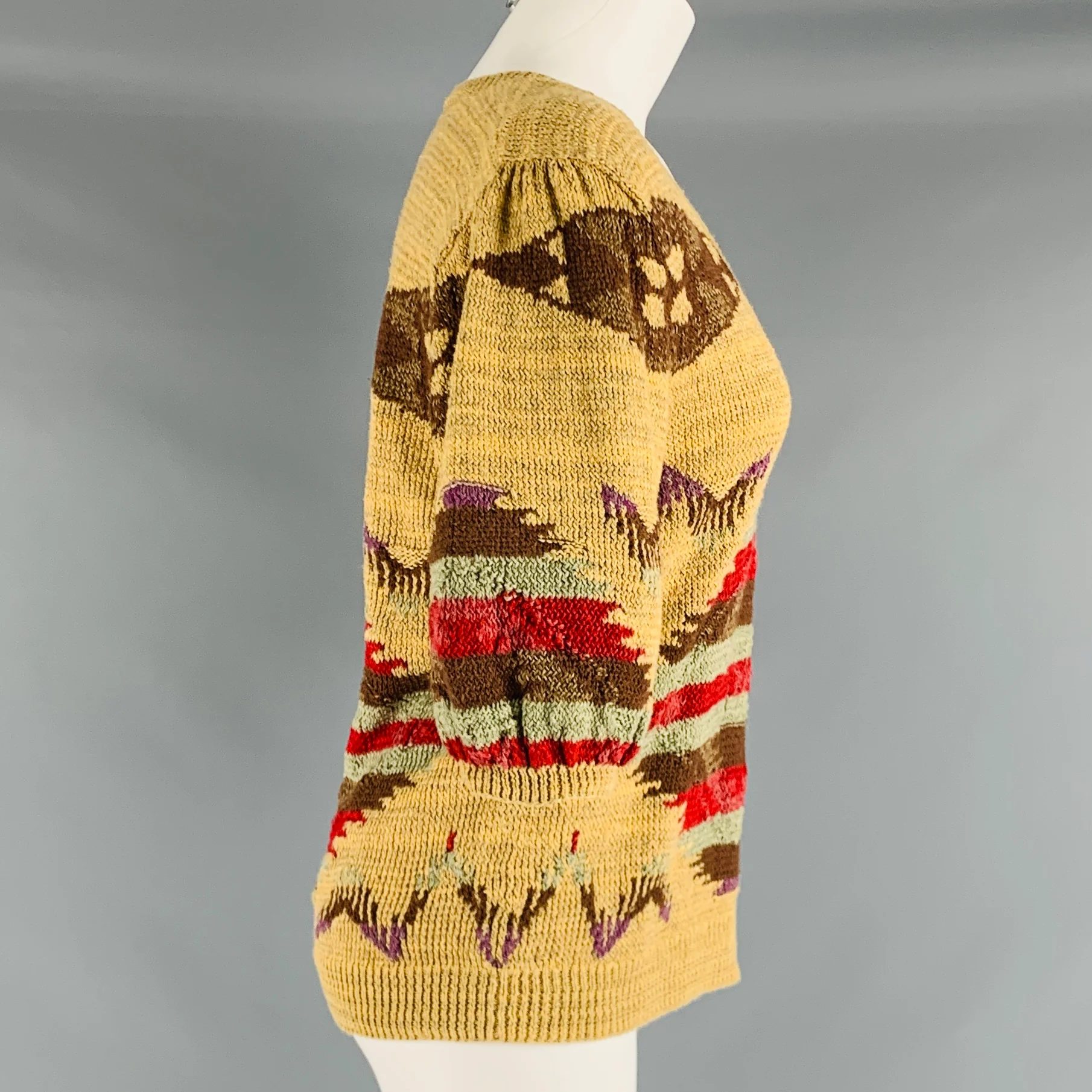 RALPH LAUREN Size L Multi-Color Linen Blend Knitted V-Neck Casual Top - Image 2