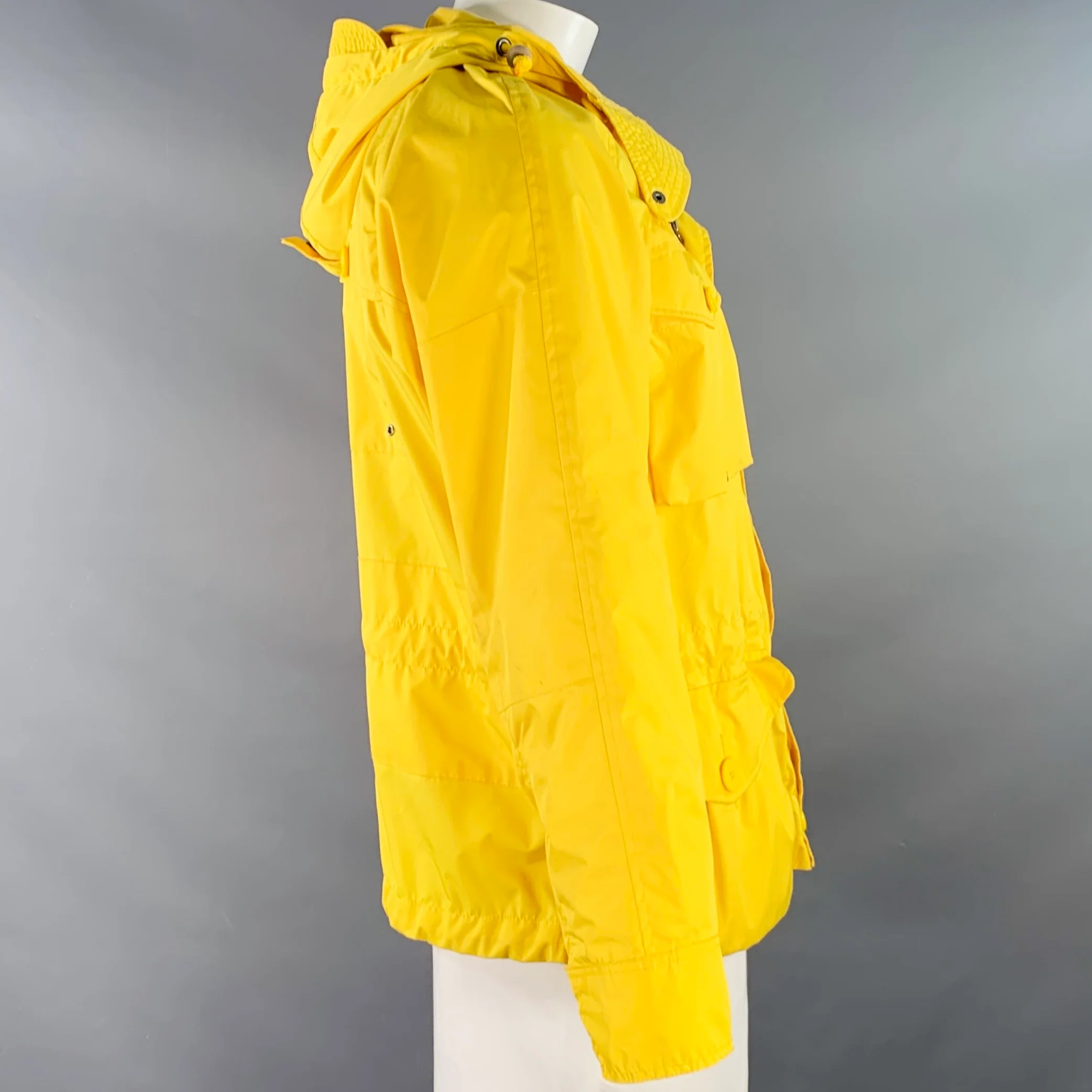 RALPH LAUREN Size L Yellow Polyester Hooded Utility Jacket - Image 3