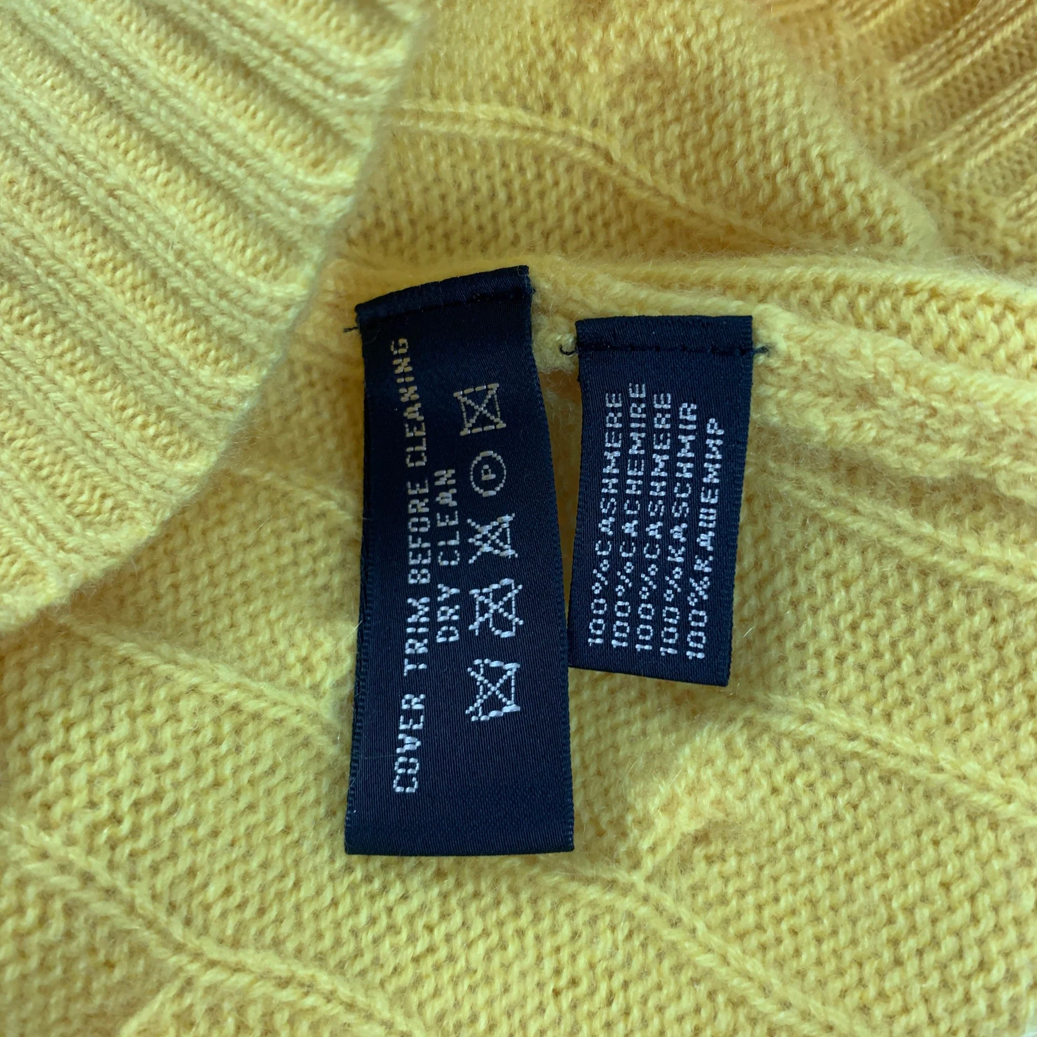 RALPH LAUREN Size M Yellow Cashmere Cable Turtleneck Sweater - Image 4