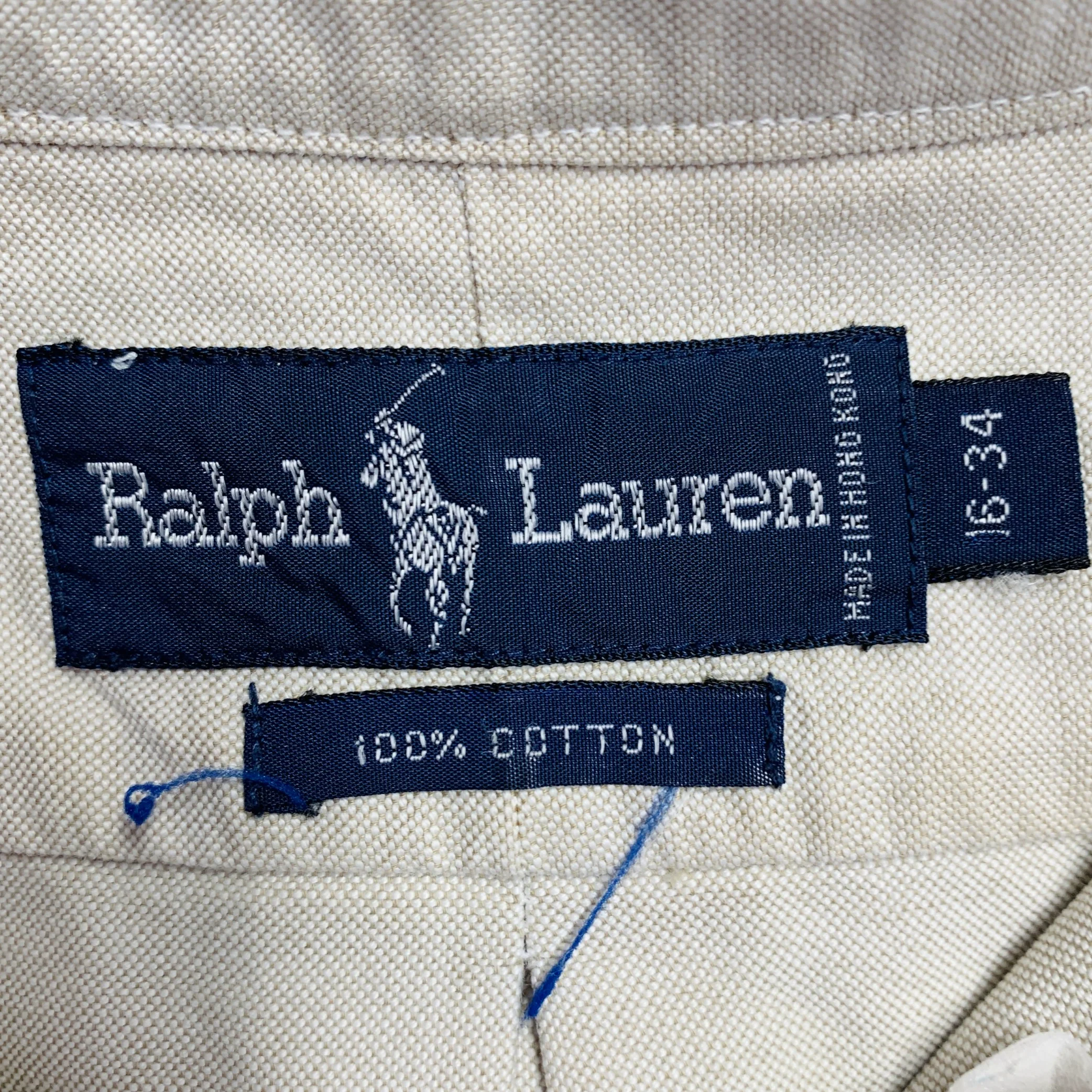 RALPH LAUREN Size S Beige Cotton Button Down Collar Long Sleeve Shirt - Image 8