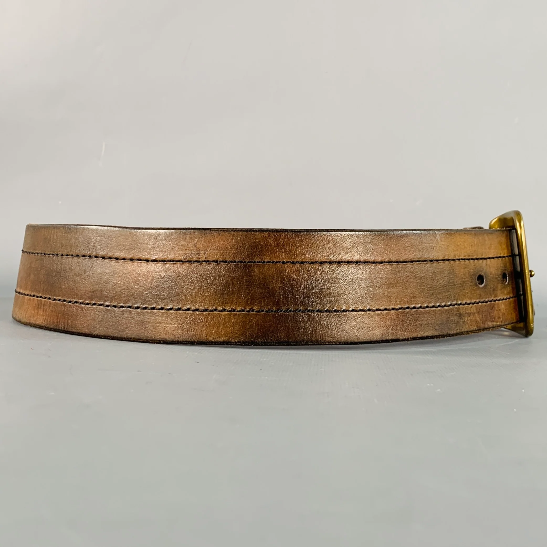 RALPH LAUREN Size S Brown Brass Leather Belt - Image 2