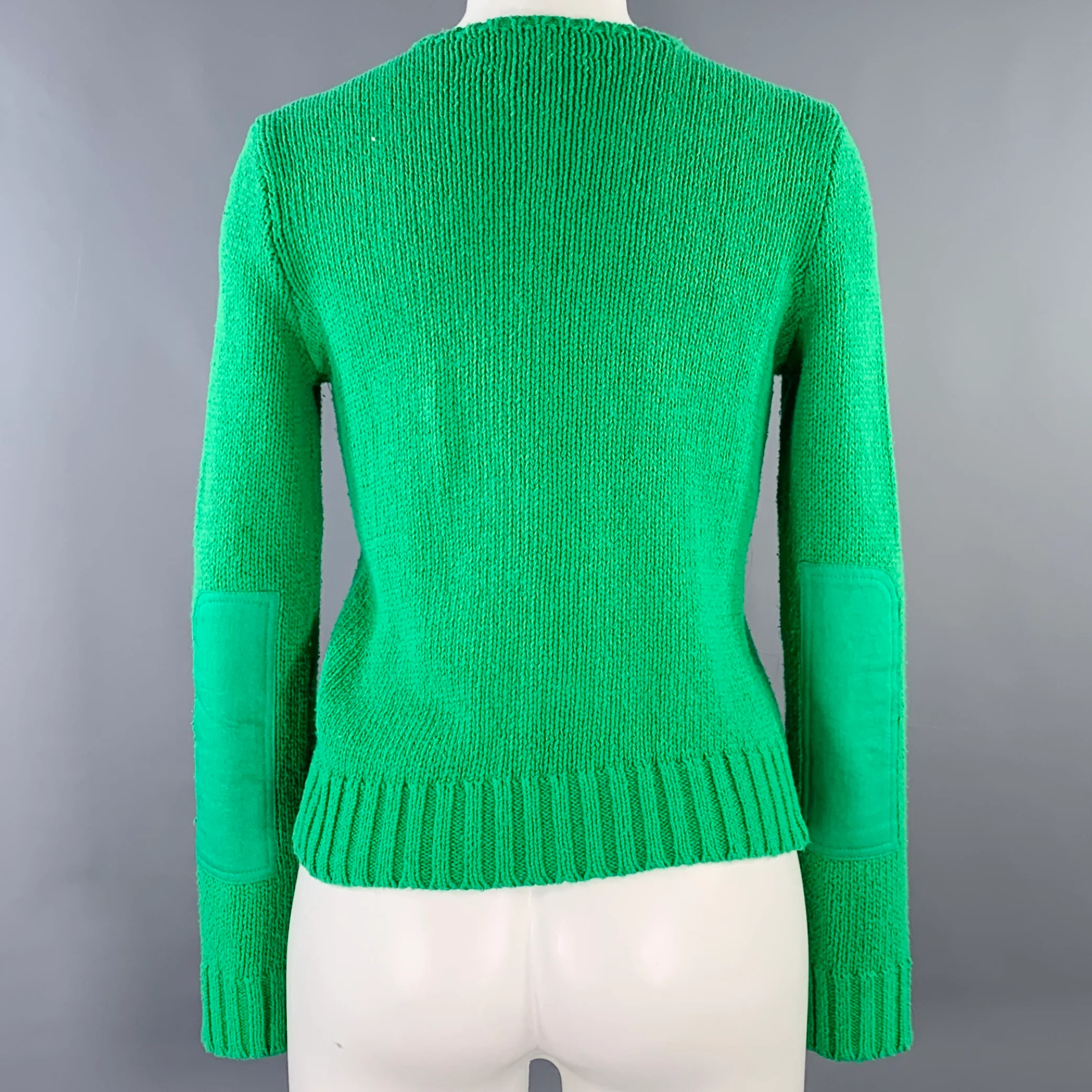 RALPH LAUREN Size S Green Cotton Knit V-Neck Sweater - Image 3