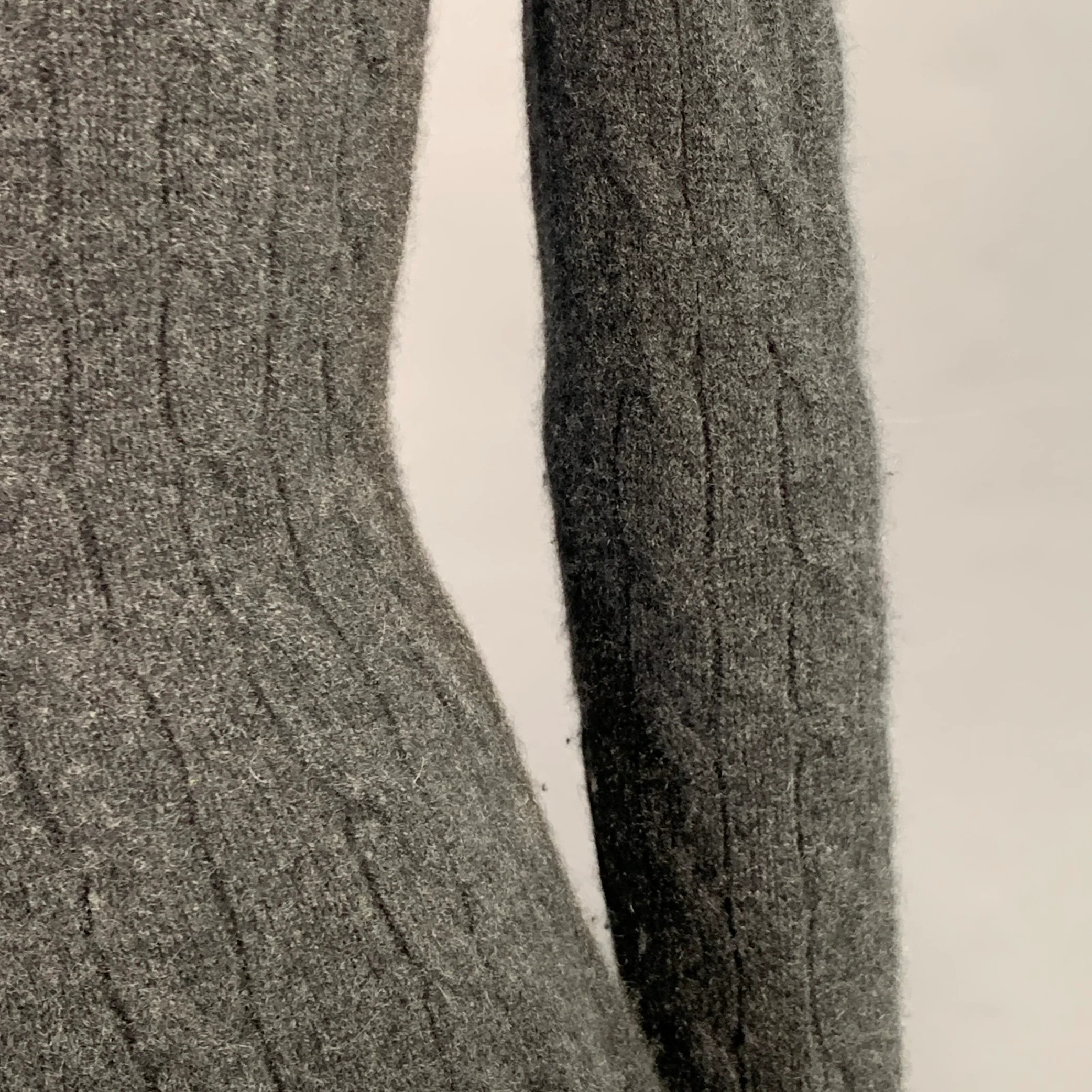 RALPH LAUREN Size S Grey Charcoal Cashmere Cable Knit Turtleneck Sweater - Image 5