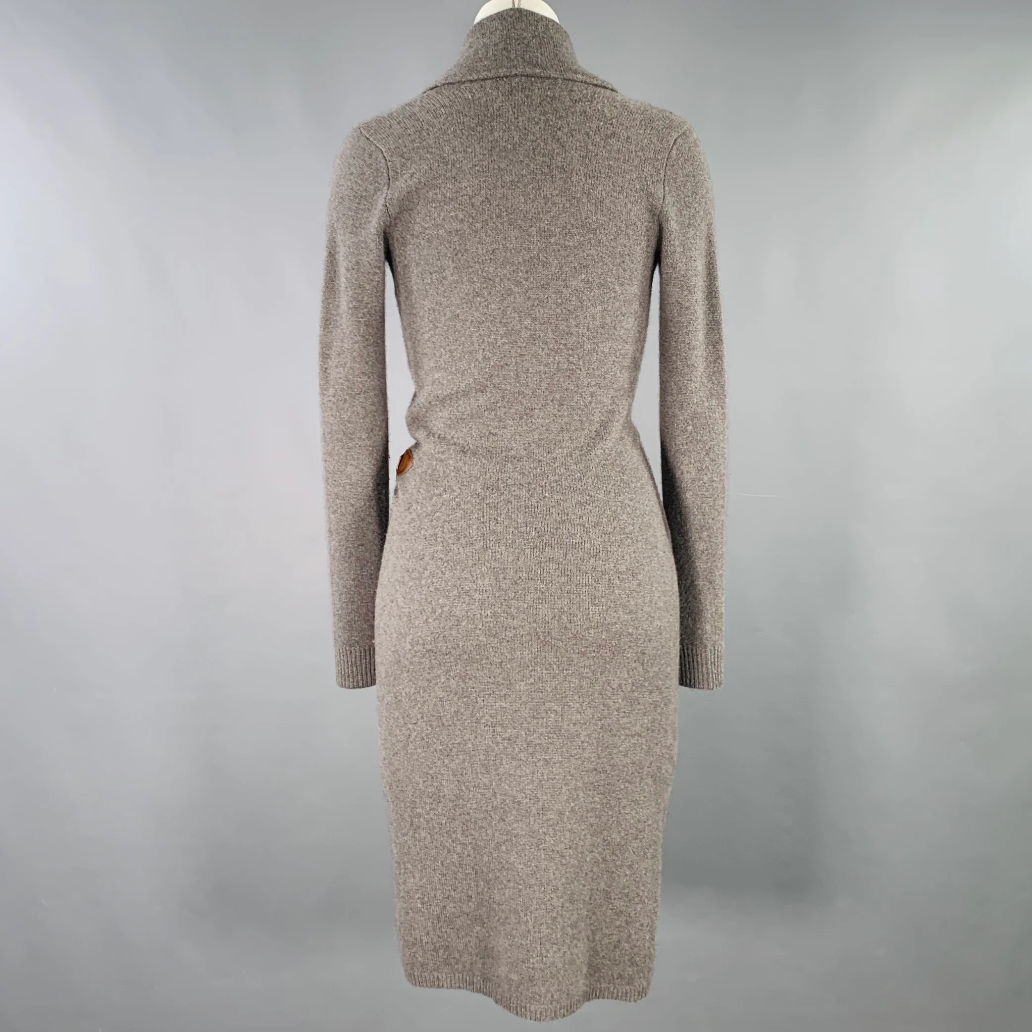 RALPH LAUREN Size S Grey Charcoal Merino Wool Blend Sweater Dress - Image 3