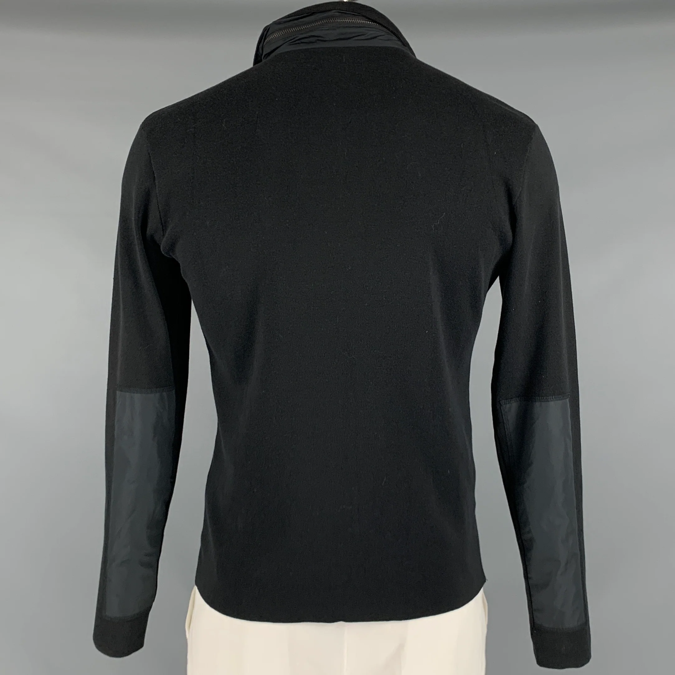 RALPH LAUREN Size XL Black Mixed Fabrics Silk Blend Half Zip Pullover - Image 4