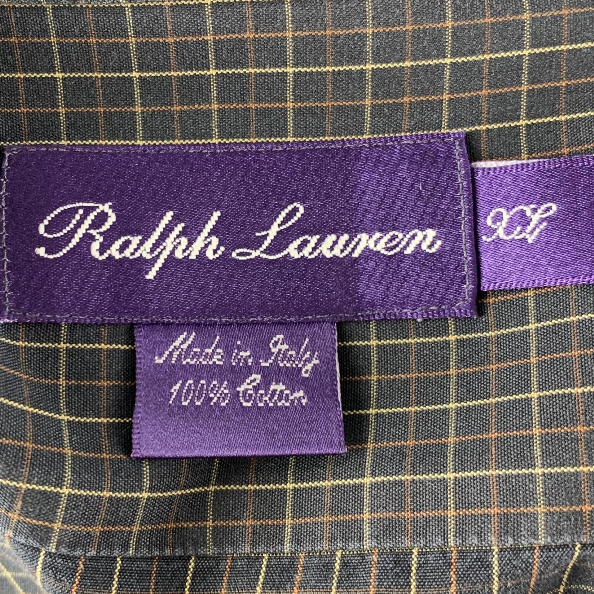 RALPH LAUREN Size XL Black Taupe Checkered Cotton One pocket Long Sleeve Shirt - Image 4