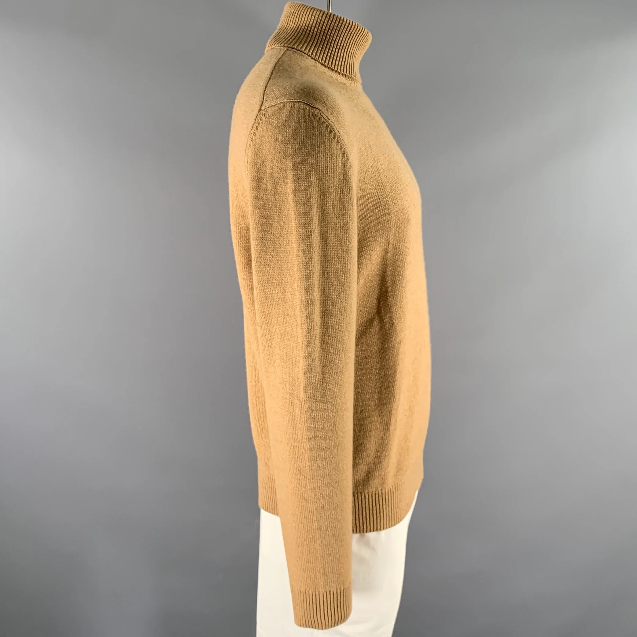 RALPH LAUREN Size XL Camel Knit Cashmere Turtleneck Sweater - Image 3