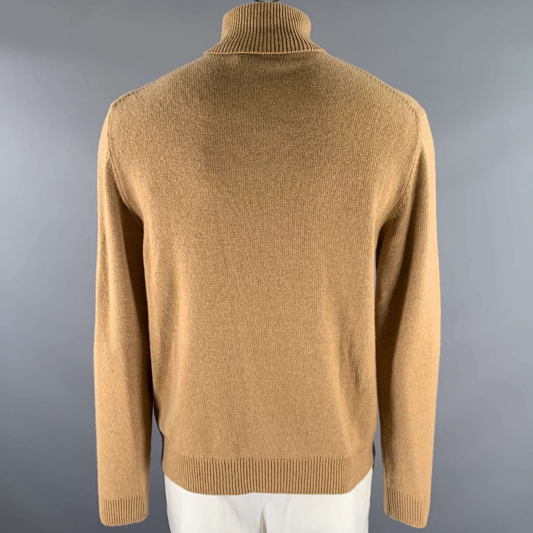RALPH LAUREN Size XL Camel Knit Cashmere Turtleneck Sweater - Image 4