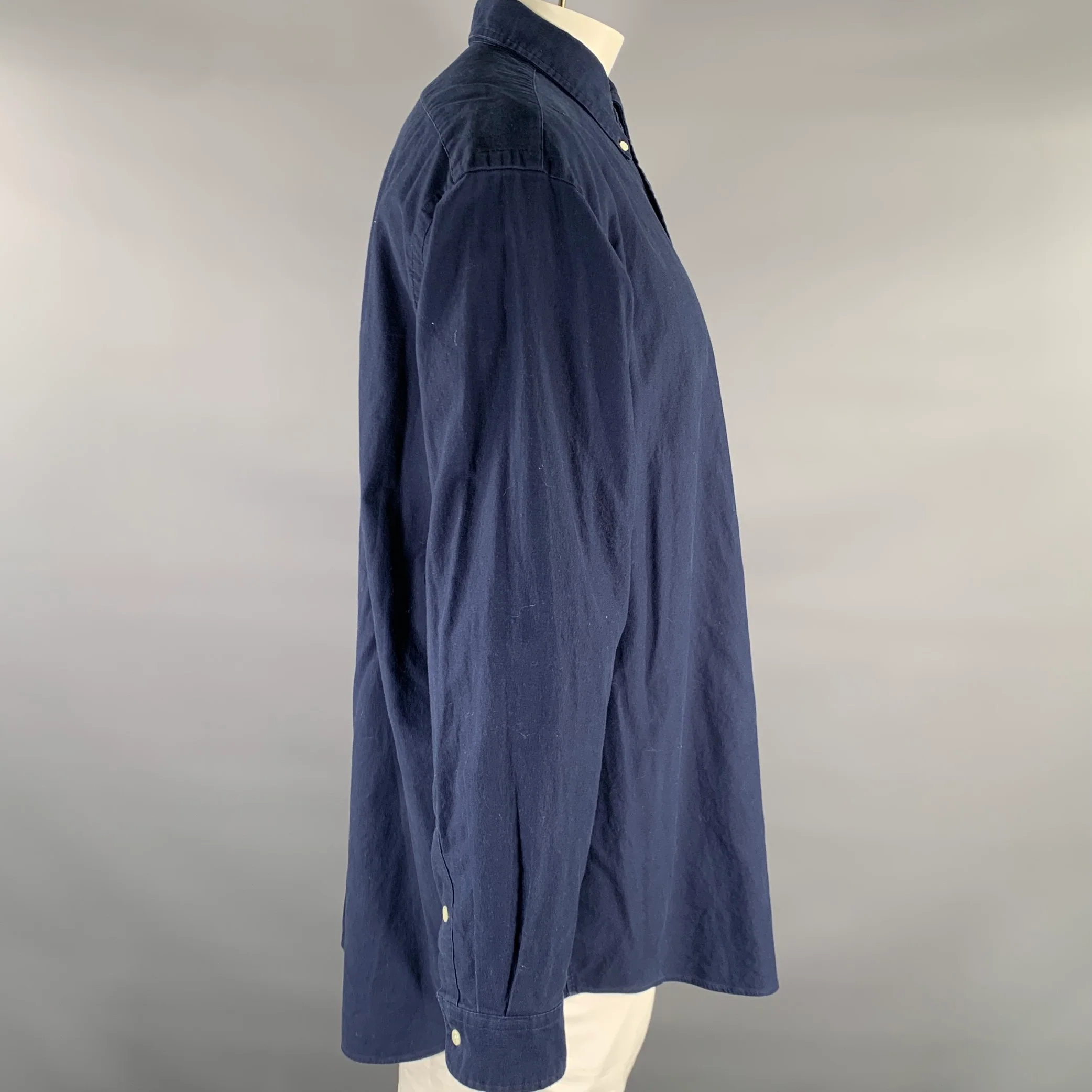 RALPH LAUREN Size XL Navy Cotton Long Sleeve Shirt - Image 3