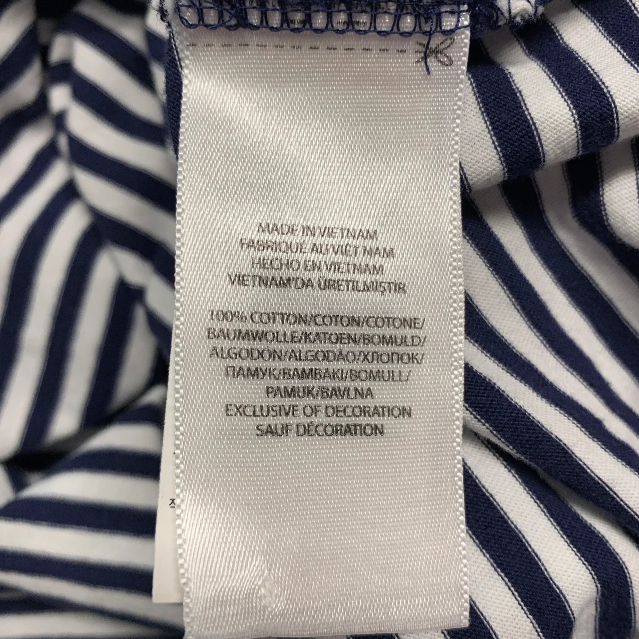 RALPH LAUREN Size XL Navy White Stripe Cotton Short Sleeve Polo - Image 6