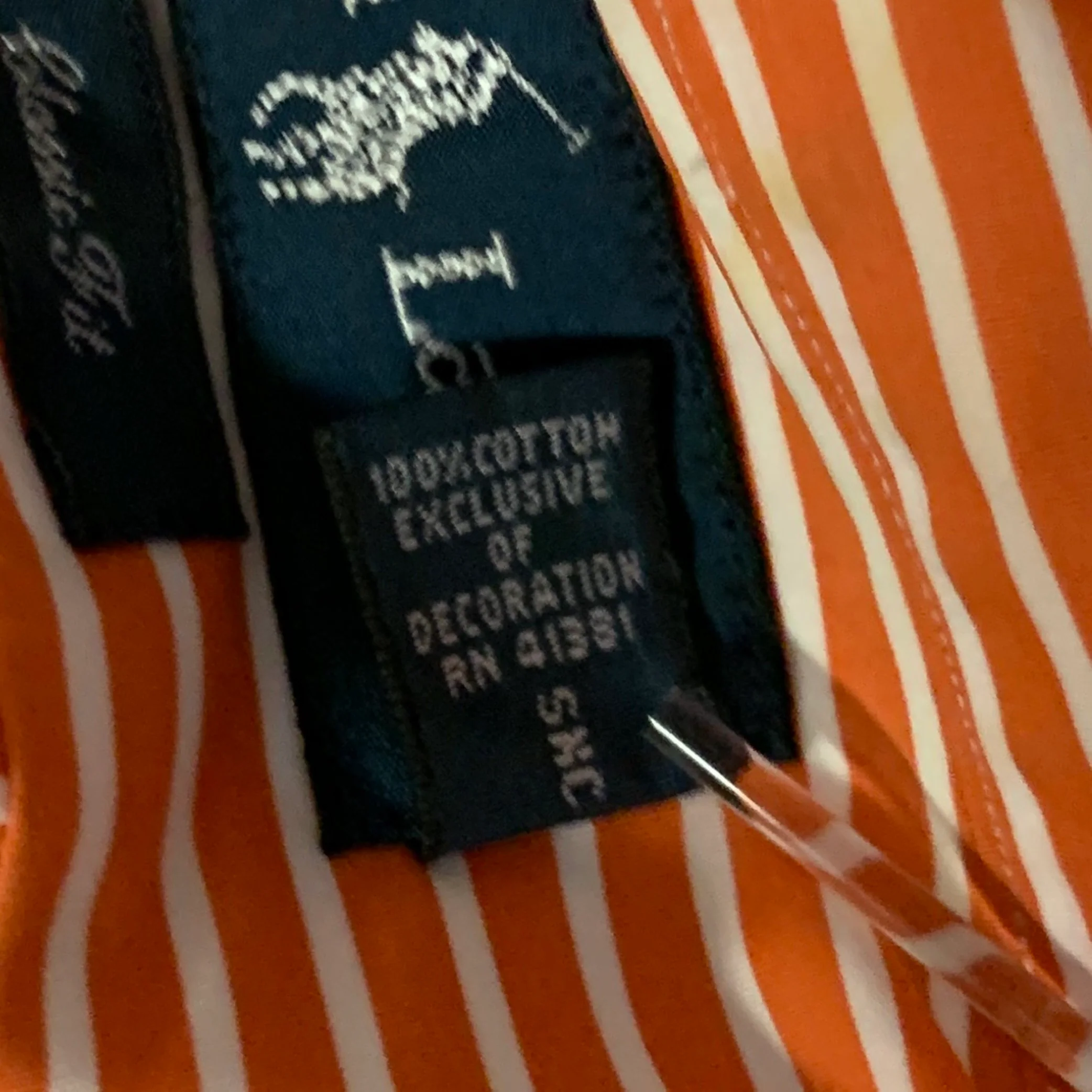 RALPH LAUREN Size XL Orange White Stripe Cotton Button Down Long Sleeve Shirt - Image 6