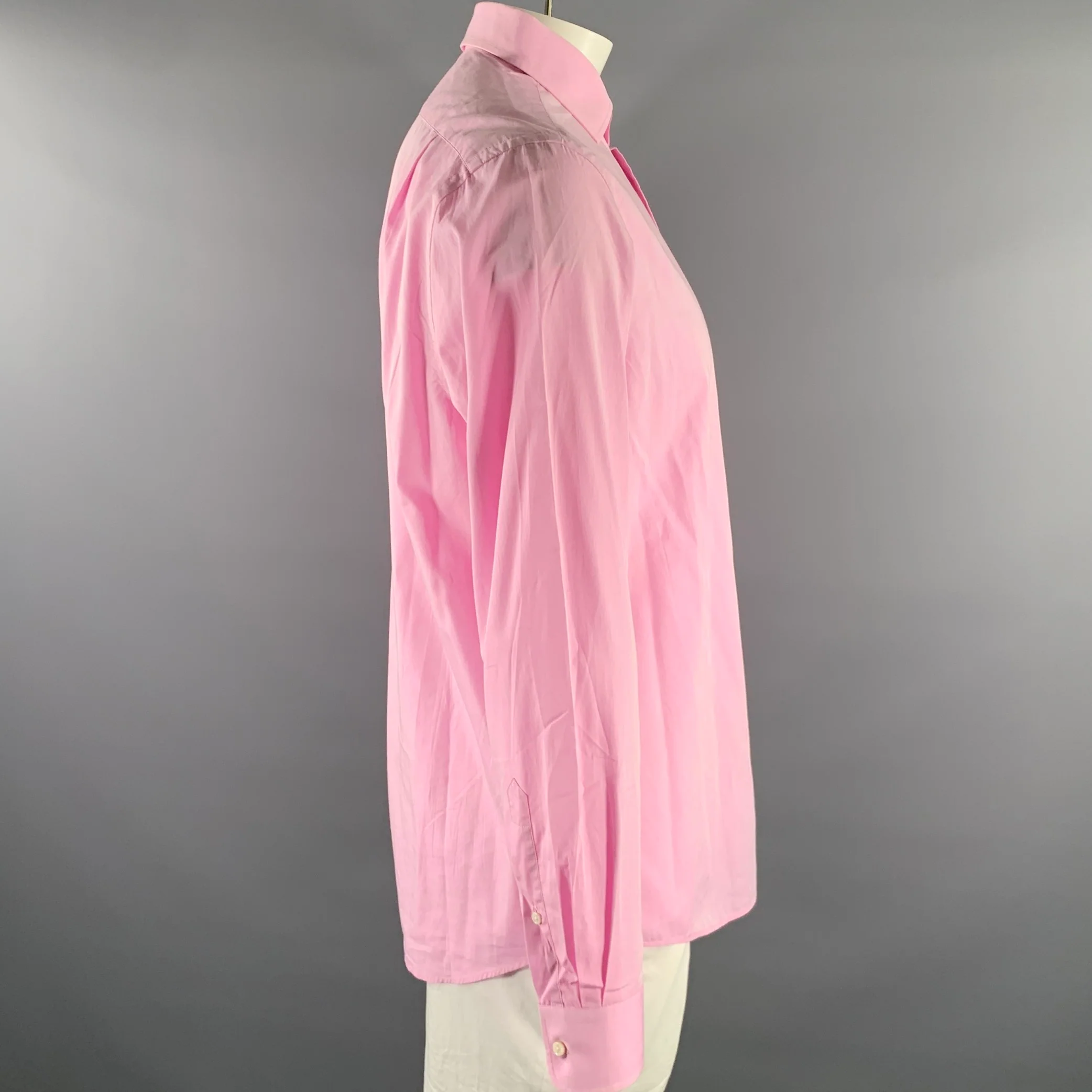 RALPH LAUREN Size XL Pink Cotton Pointed Collar Long Sleeve Shirt - Image 2
