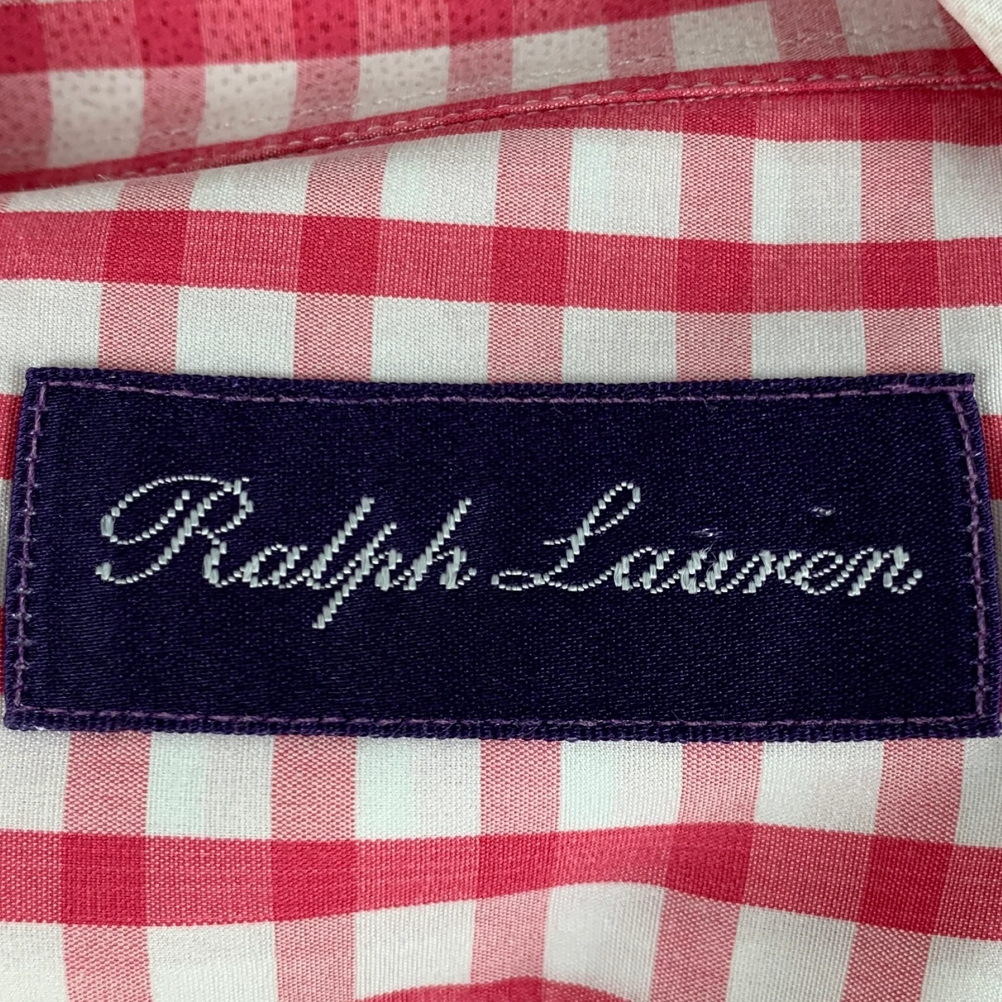RALPH LAUREN Size XL Red White Checkered Cotton One pocket Long Sleeve Shirt - Image 5