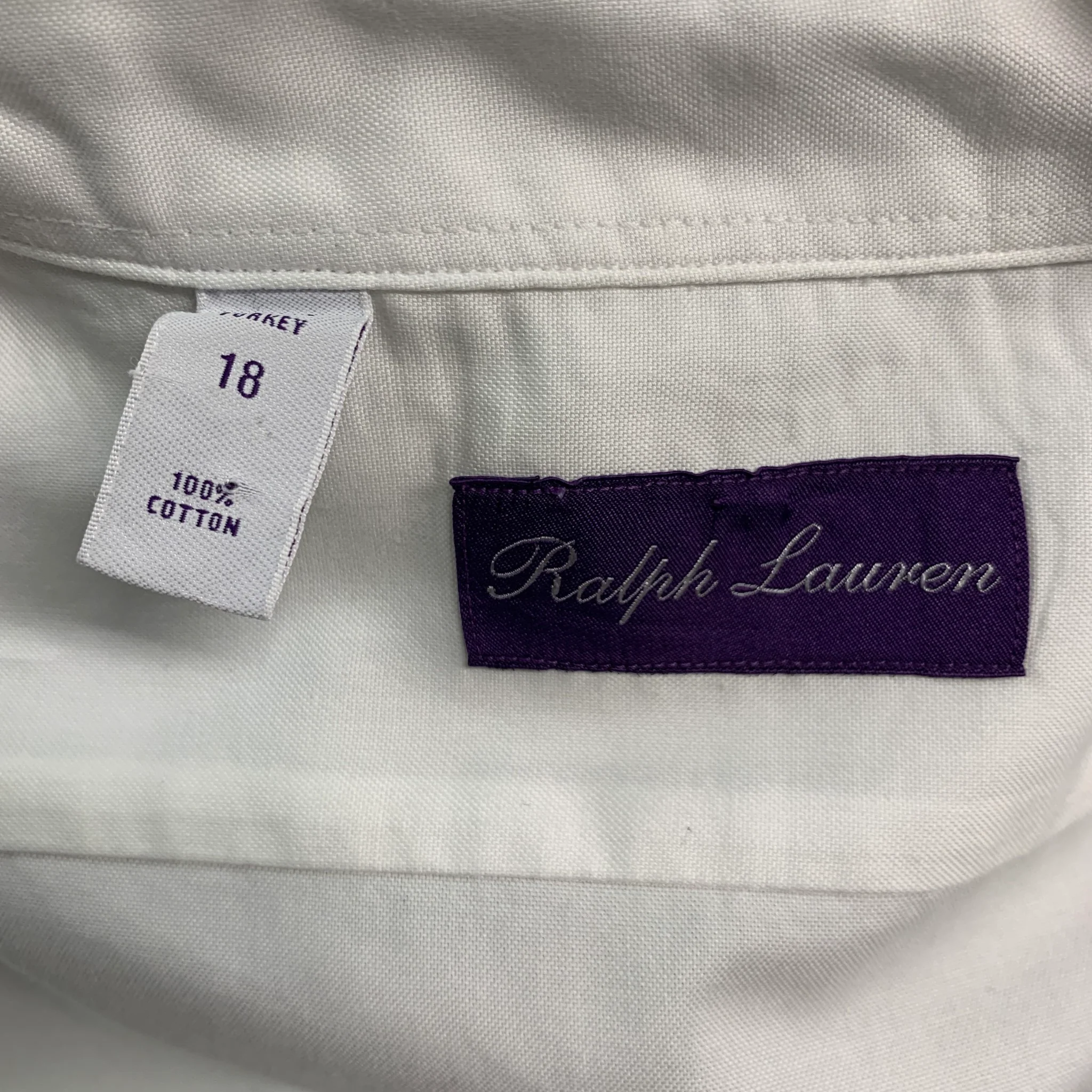 RALPH LAUREN Size XL White Cotton Button Up Long Sleeve Shirt - Image 9