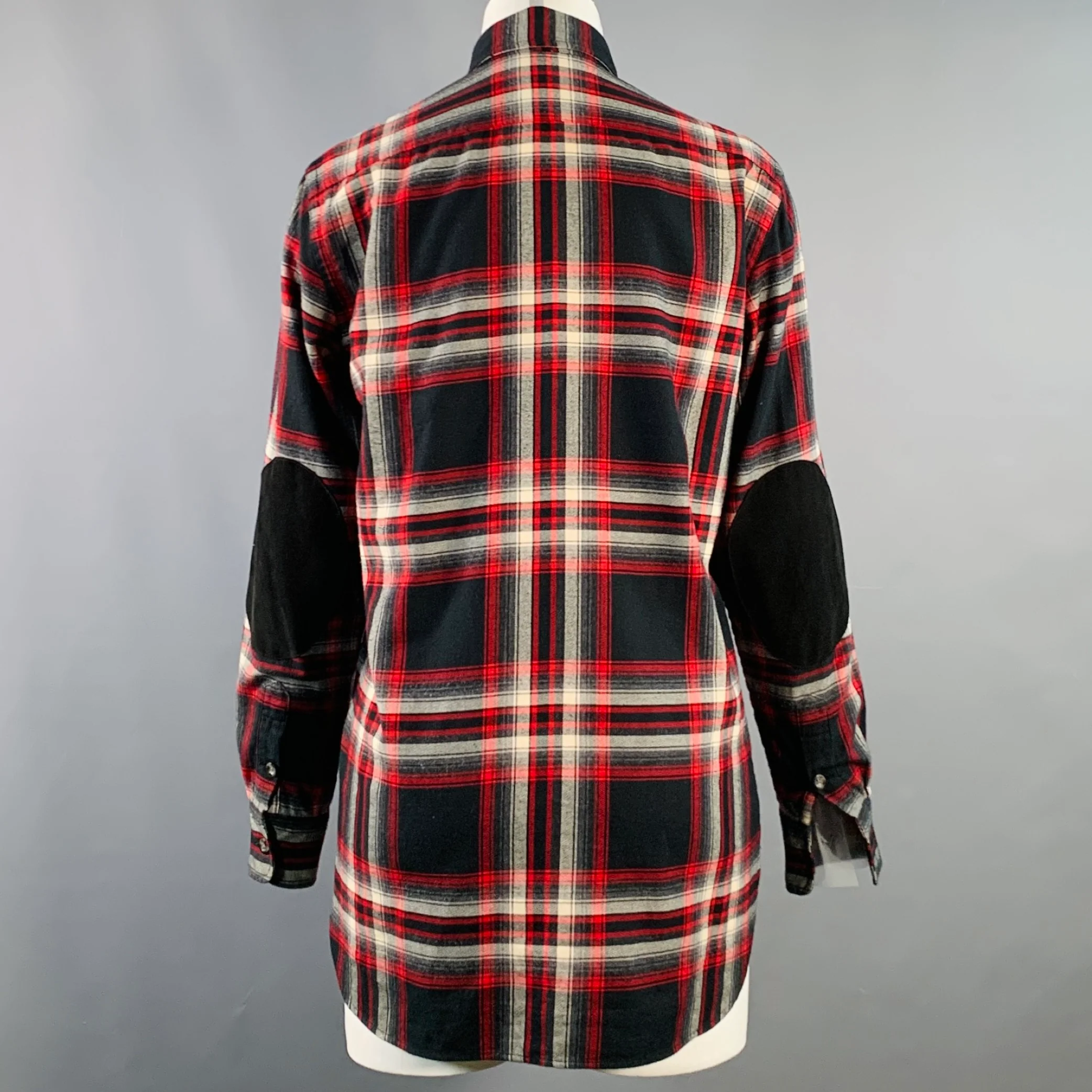 RALPH LAUREN Size XS Black Red White Cotton Plaid One Pocket Shirt - Image 4