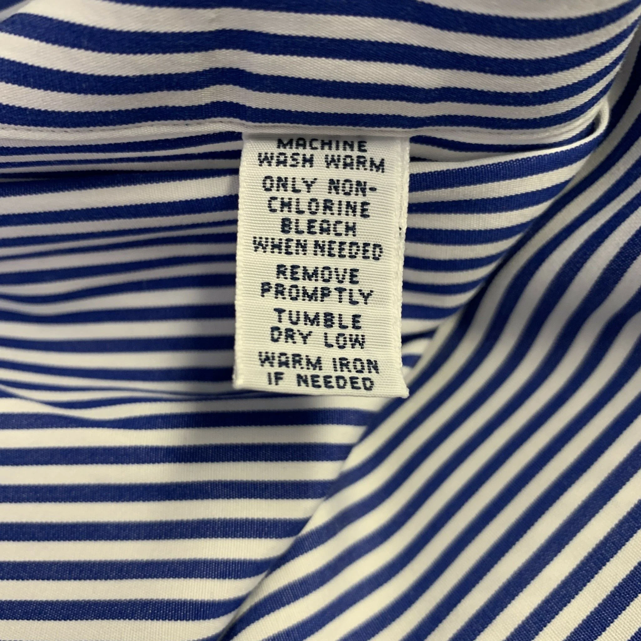 RALPH LAUREN Size XXL Navy White Stripe Cotton Long Sleeve Shirt - Image 5