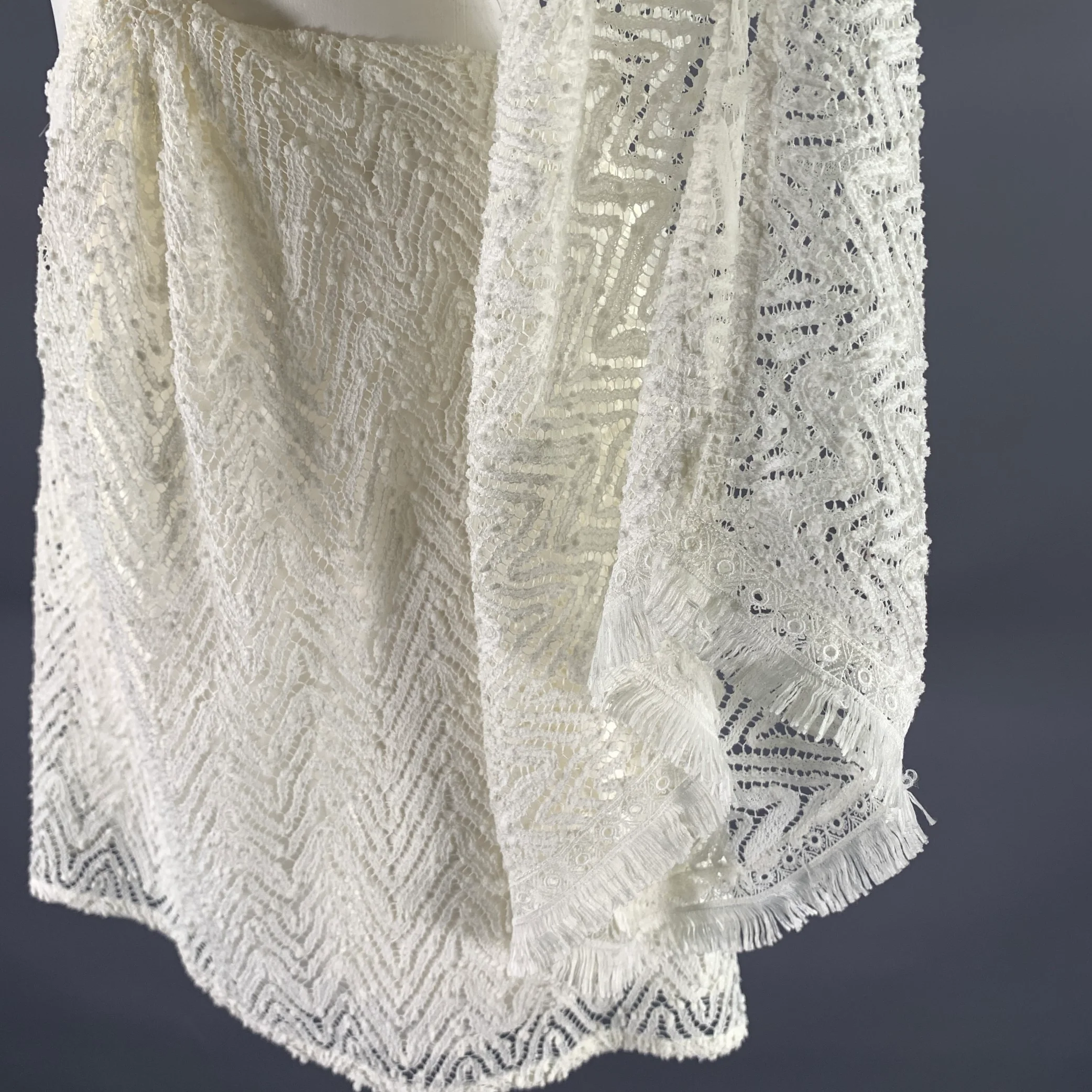 RAMY BROOK Size M White Polyester Chevron One Shoulder Mini Dress - Image 6