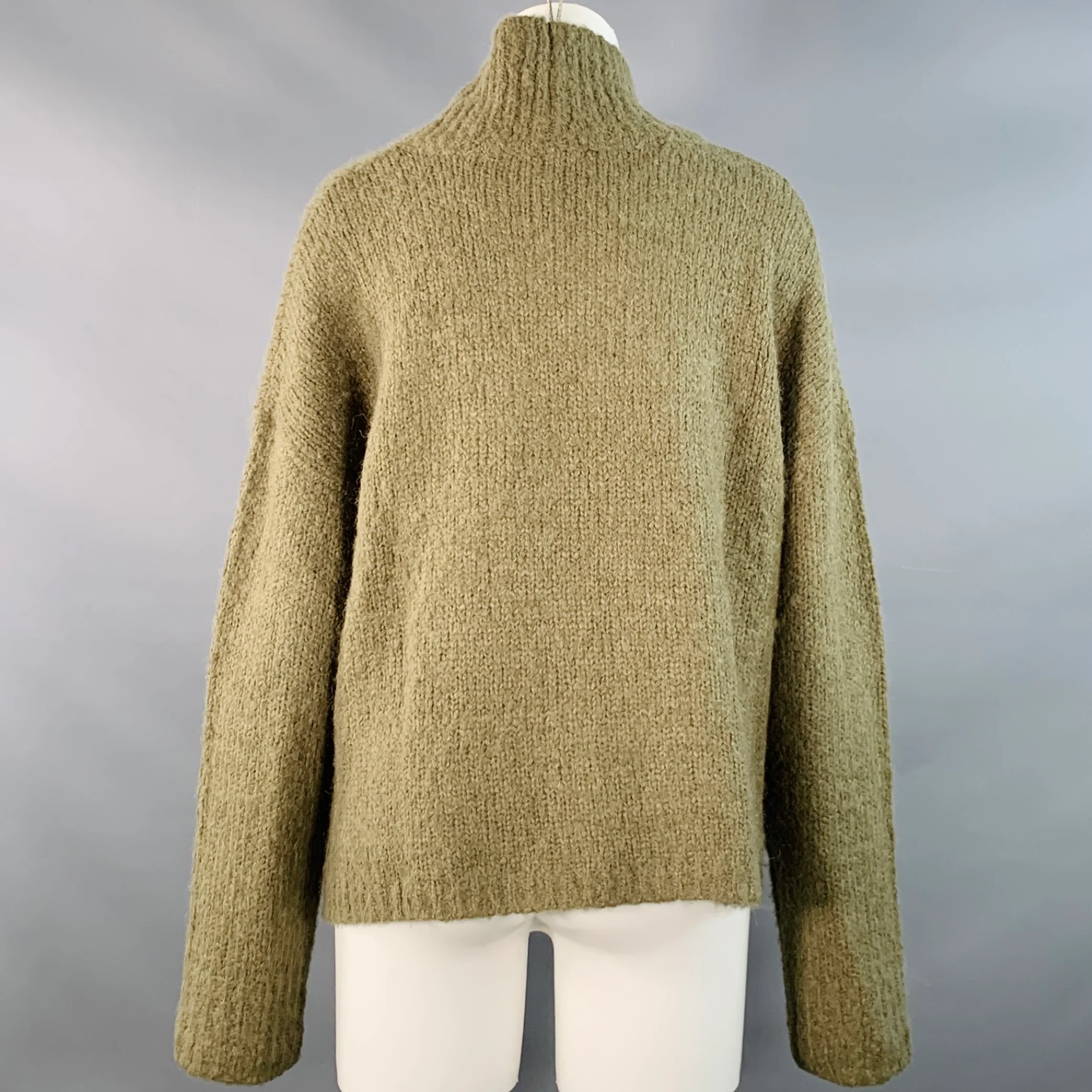 RAQUEL ALLEGRA Size 2 Green White Yellow Alpaca Blend Knit Eye Chain Sweater - Image 4