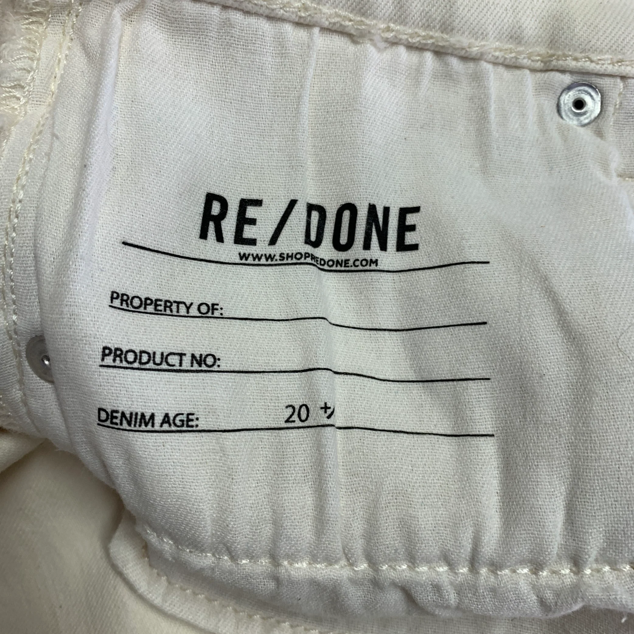 RE/DONE Size 26 Beige Cotton Blend Raw Edge Straight Button Fly Jeans - Image 7