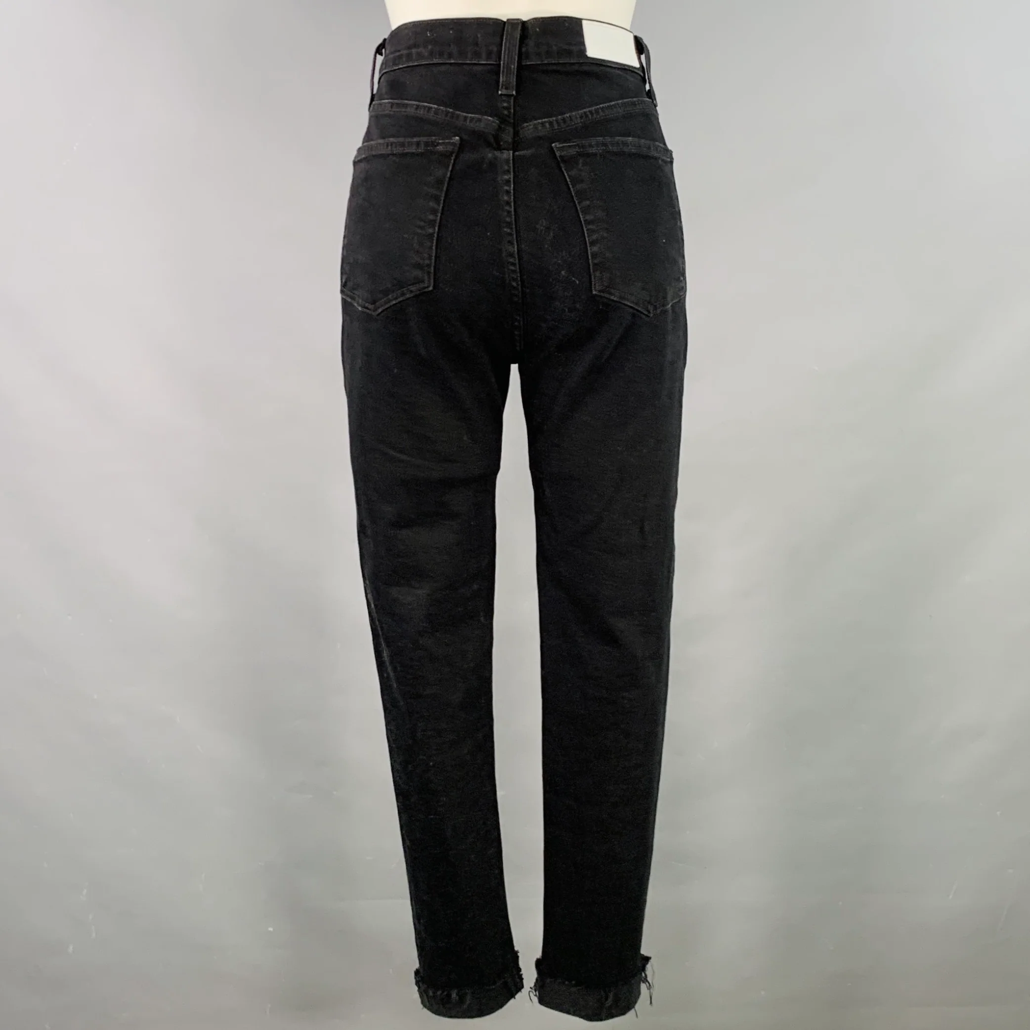 RE/DONE Size 28 Black Cotton Blend Distressed High Waisted Jeans - Image 2