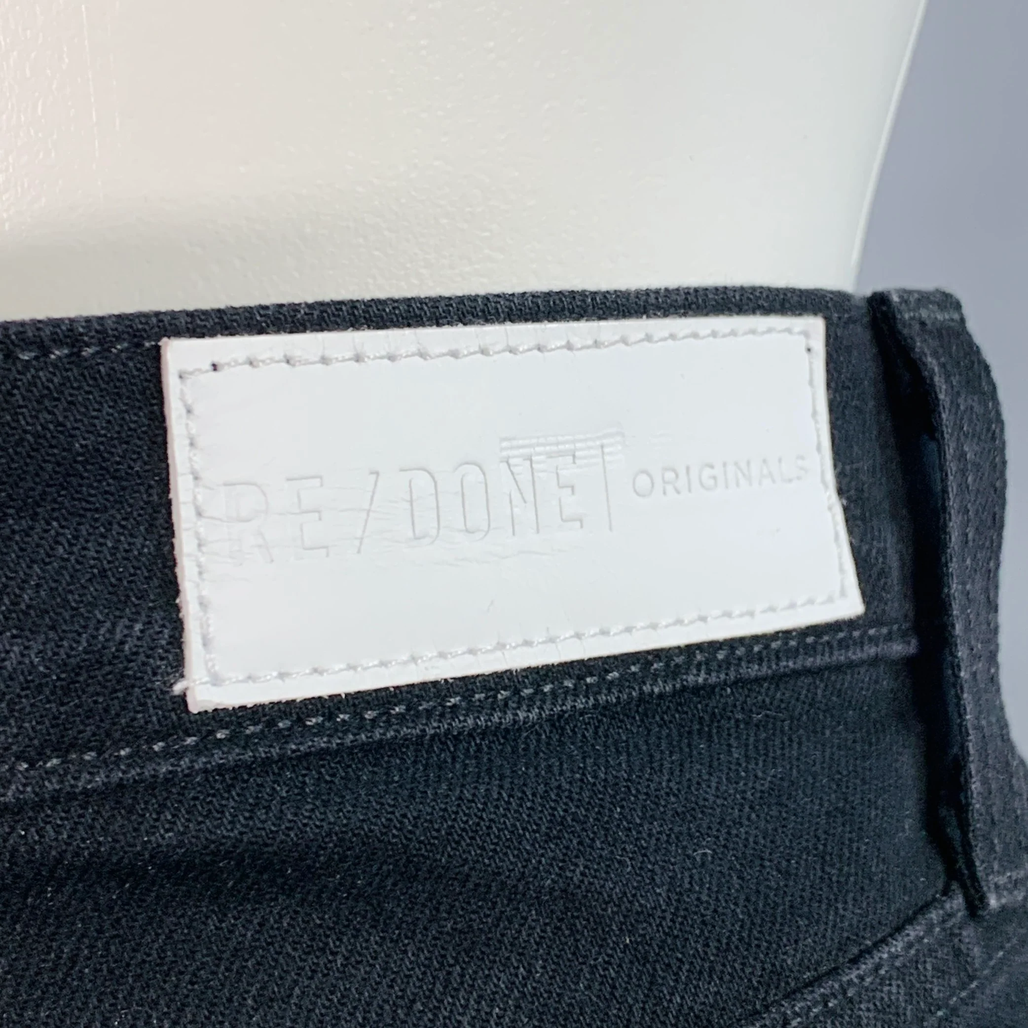 RE/DONE Size 28 Black Cotton Blend Distressed High Waisted Jeans - Image 3