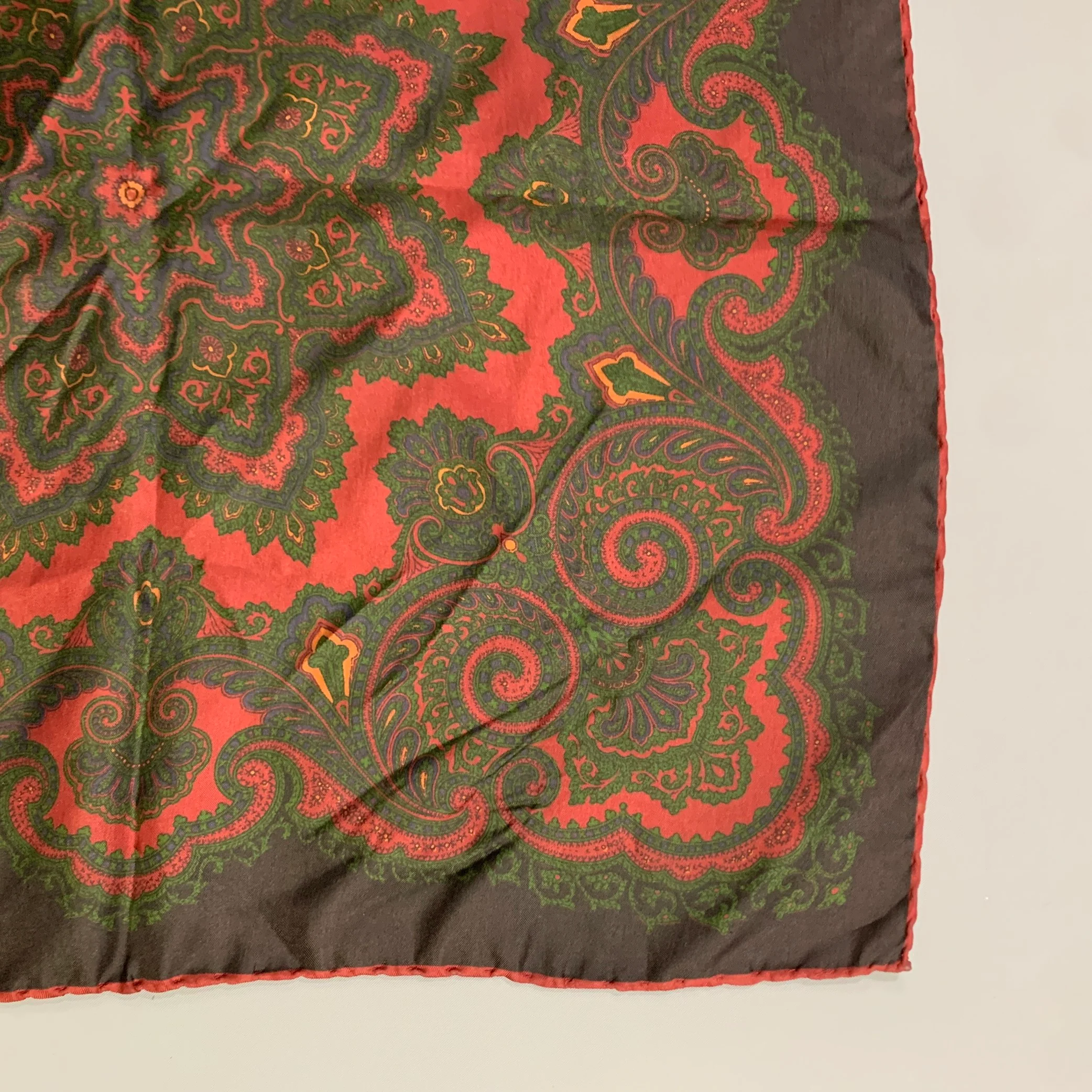 Red Green Abstract Floral Pocket Square - Image 4