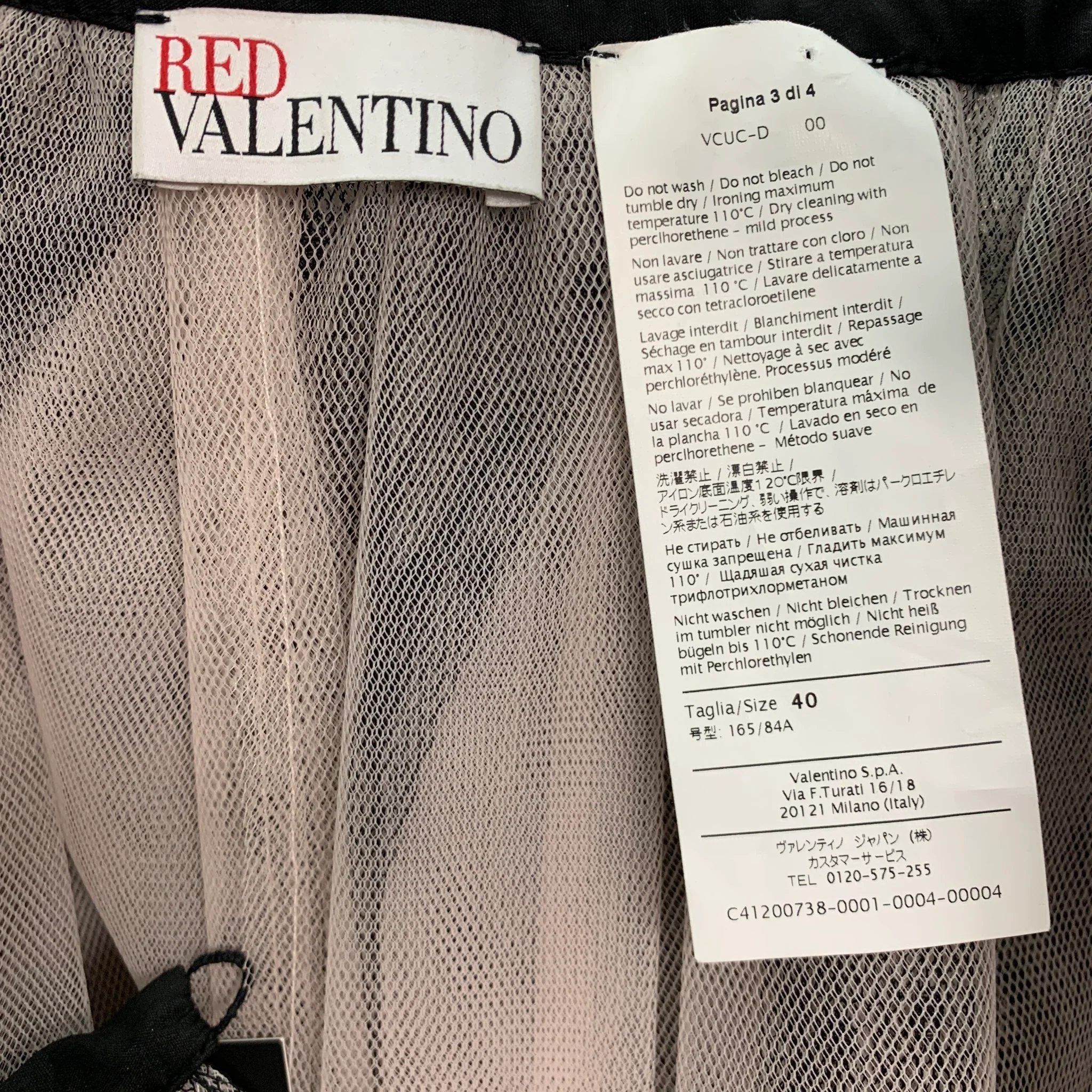 RED VALENTINO Size 4 Black Nude Mesh Polka Dot Pleated Skirt - Image 6