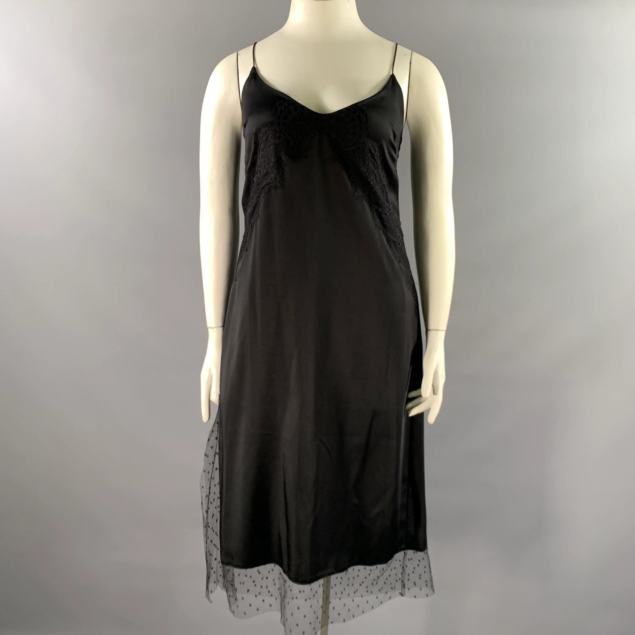 RED VALENTINO Size 6 Black Polyester Slip Knee-Length Cocktail Dress