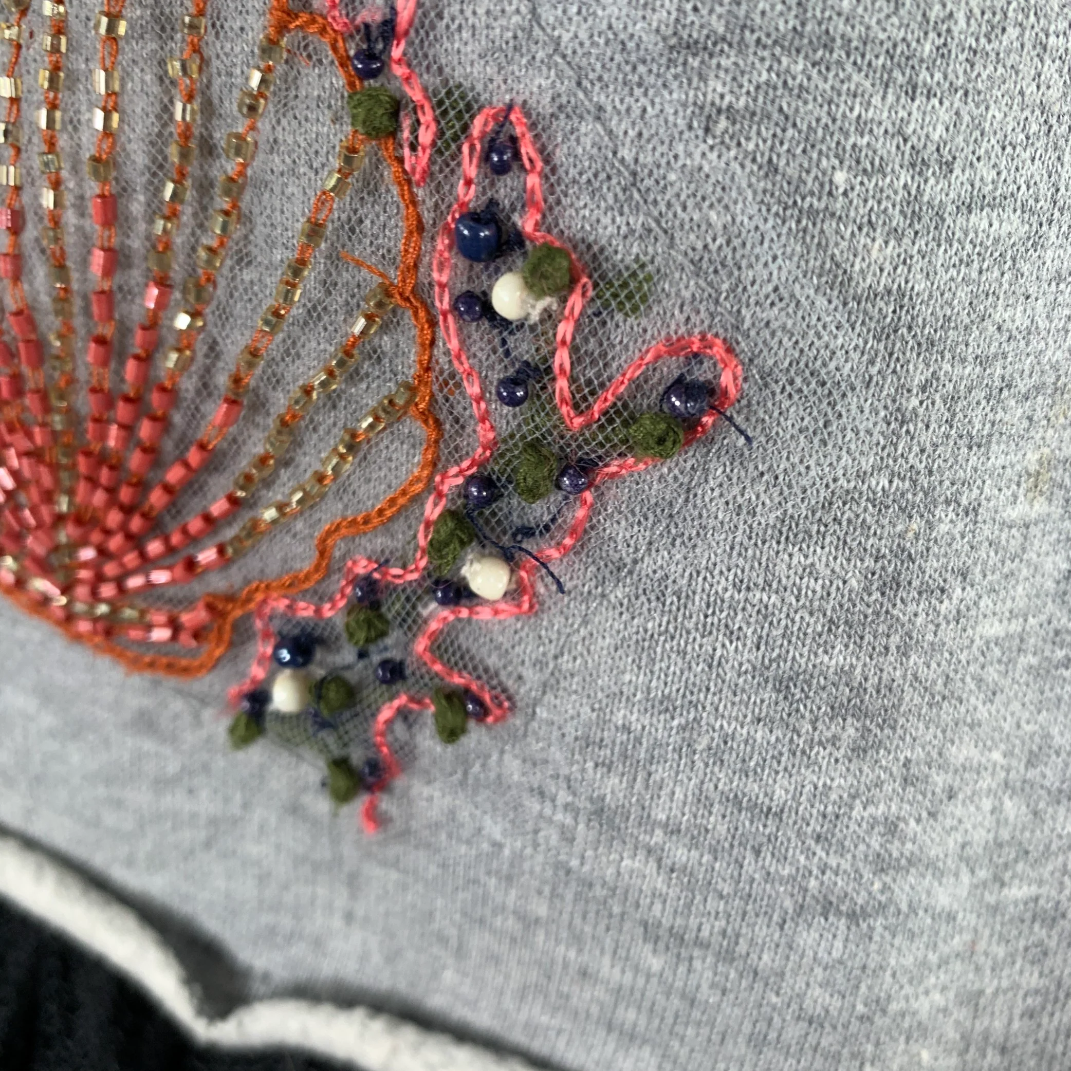 RED VALENTINO Size XS Grey Black Cotton Embroidered Sweatshirt Dress - Image 7