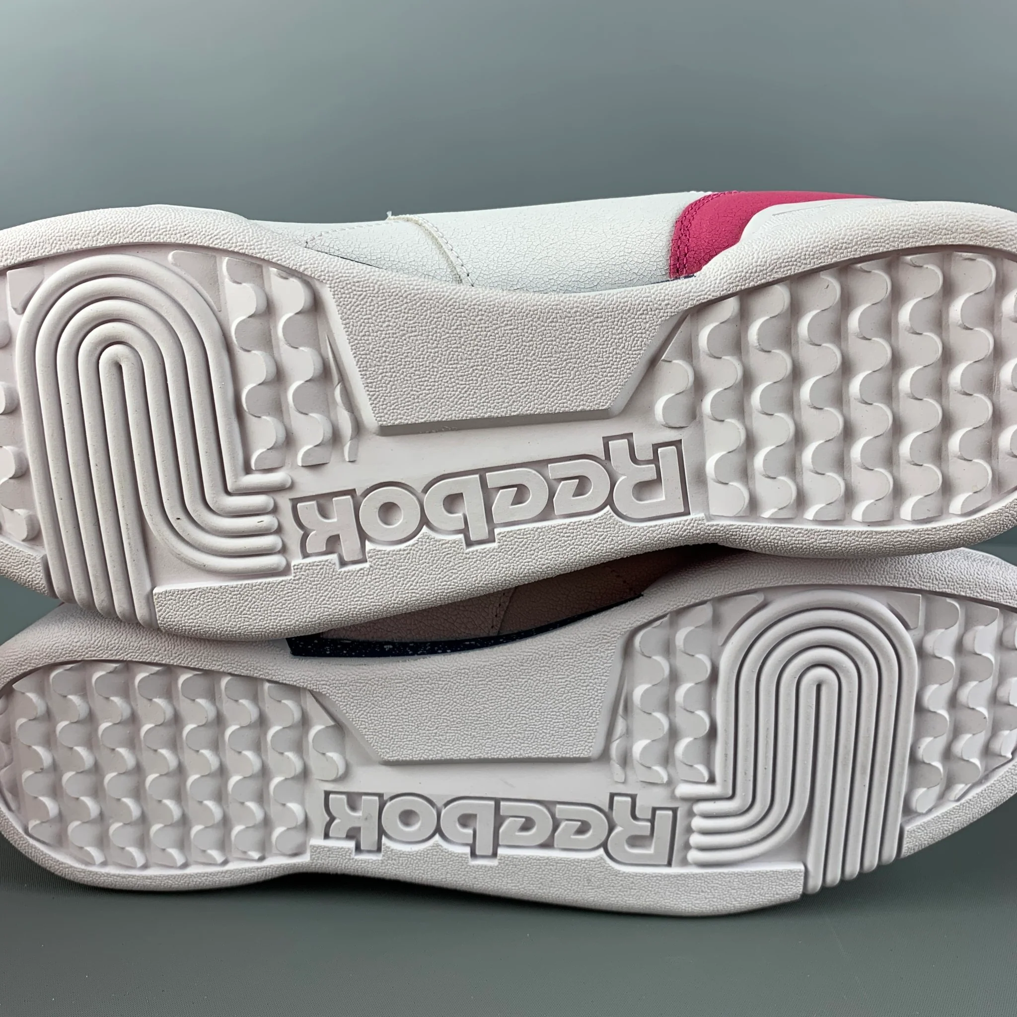 REEBOK Size 10.5 White Magenta Color Block Leather Lace Up Sneakers - Image 8