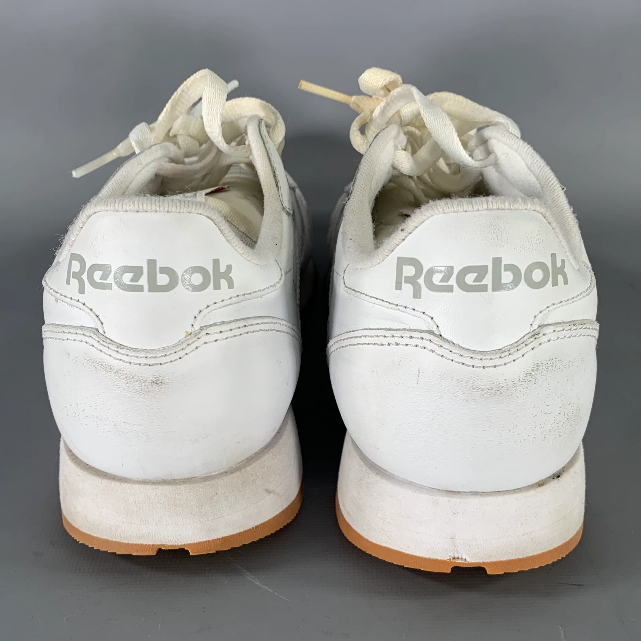 REEBOK Size 9 White Mixed Patterns Leather Runner Sneakers - Image 3