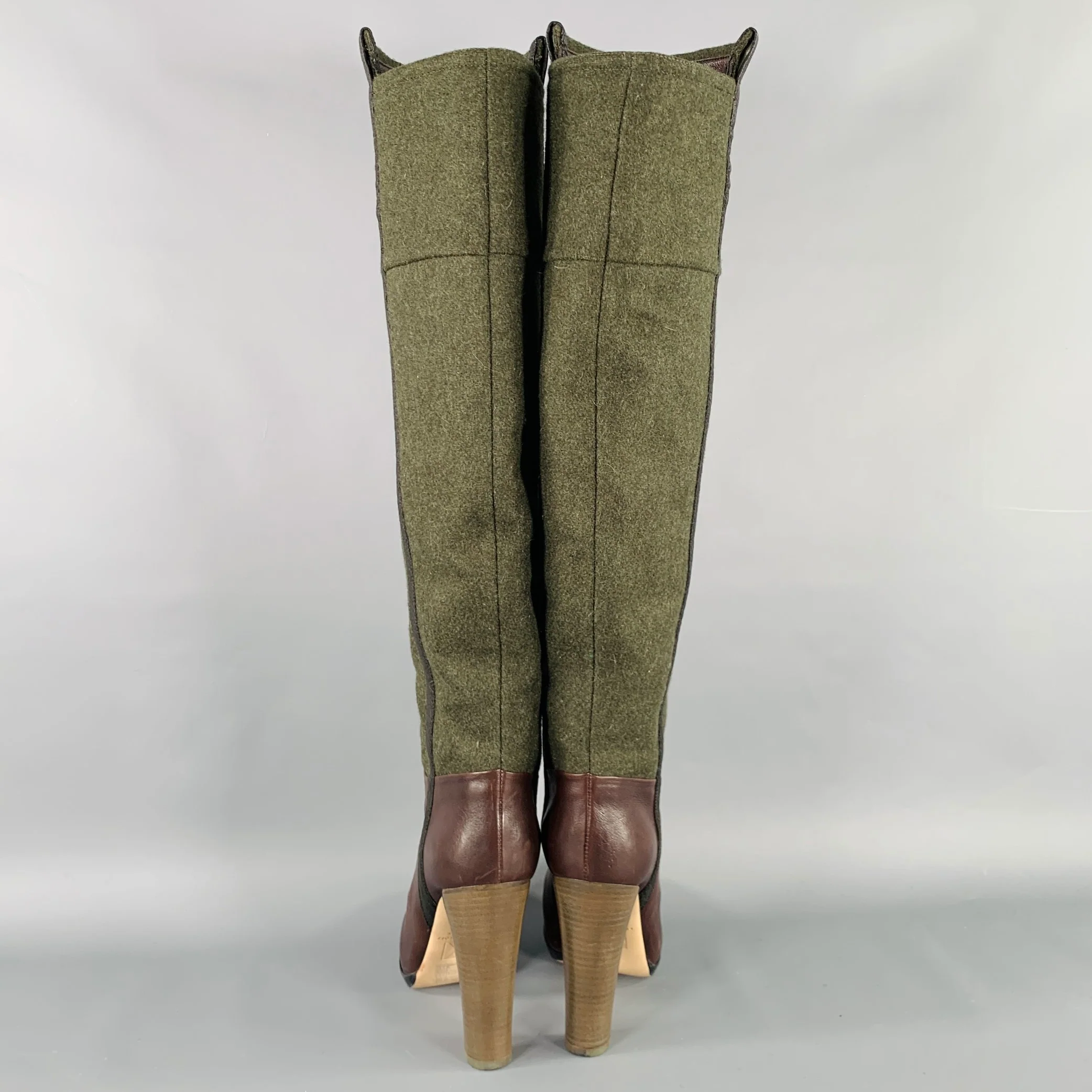 REED KRAKOFF Size 6.5 Brown Dark Green Leather Pull On Boots - Image 3